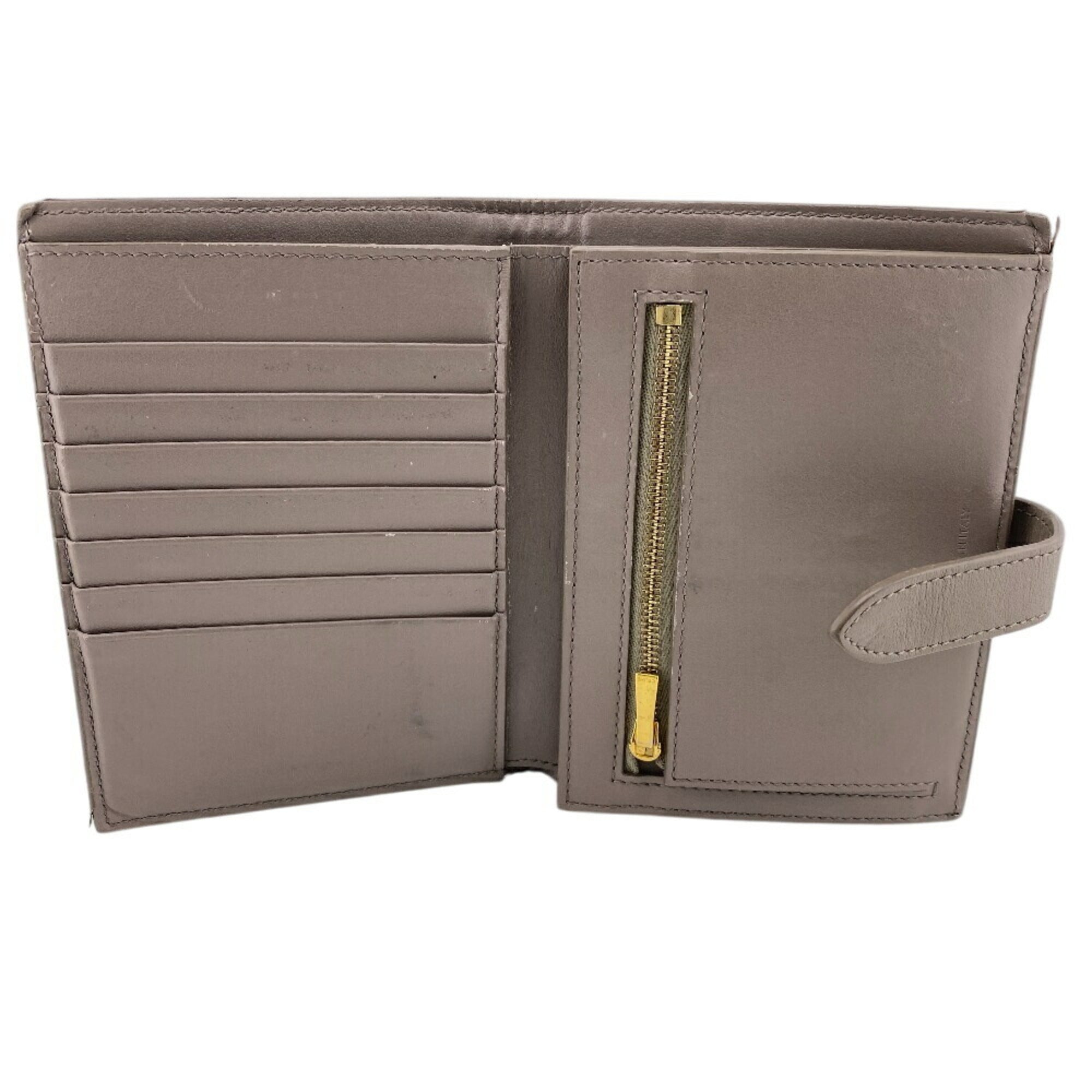 CELINE Medium Strap Bi-fold Wallet Beige Women's