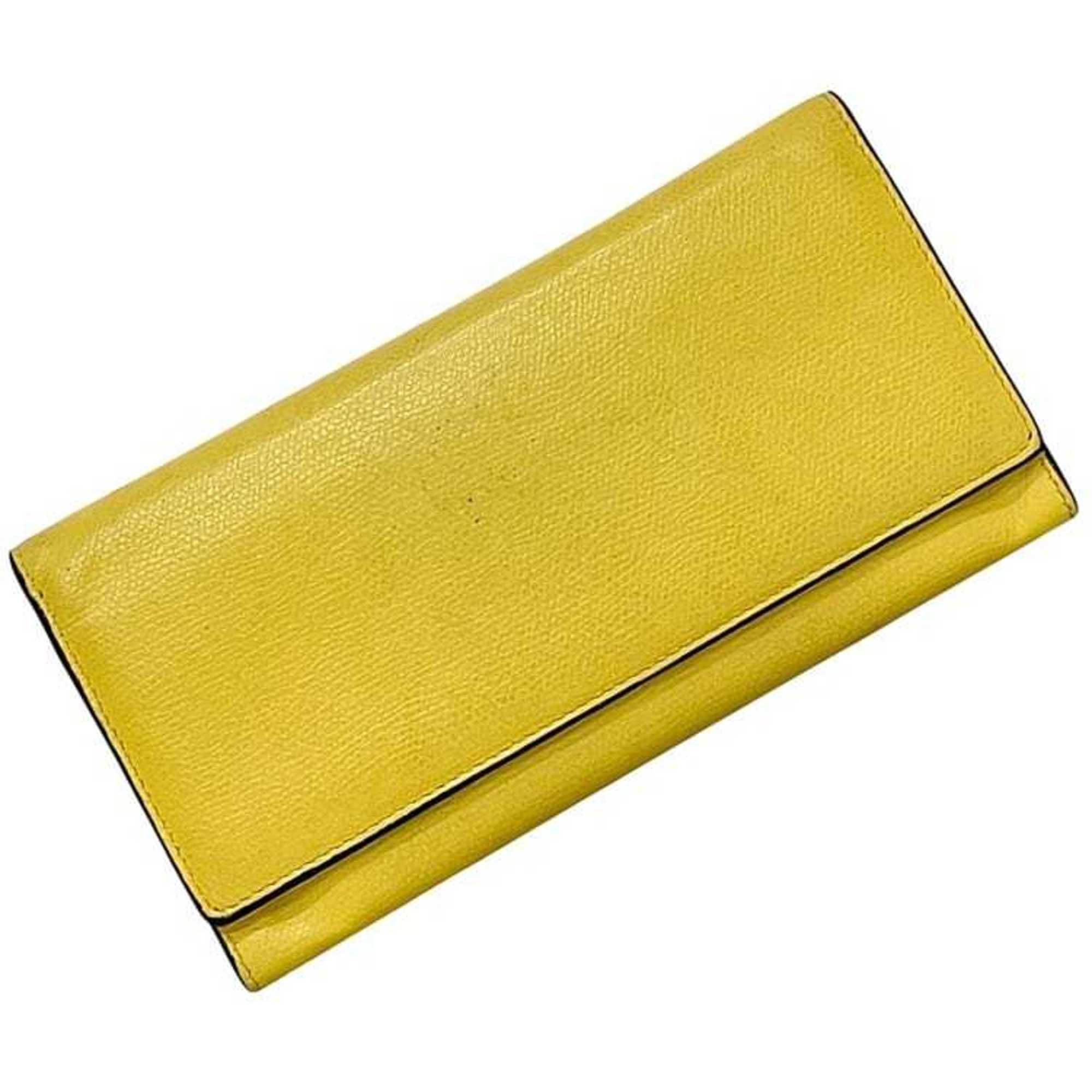 Valextra Bifold Long Wallet ec-24367 Yellow V9L15-028-000J-OC Leather R 0L Flap Men's Women's