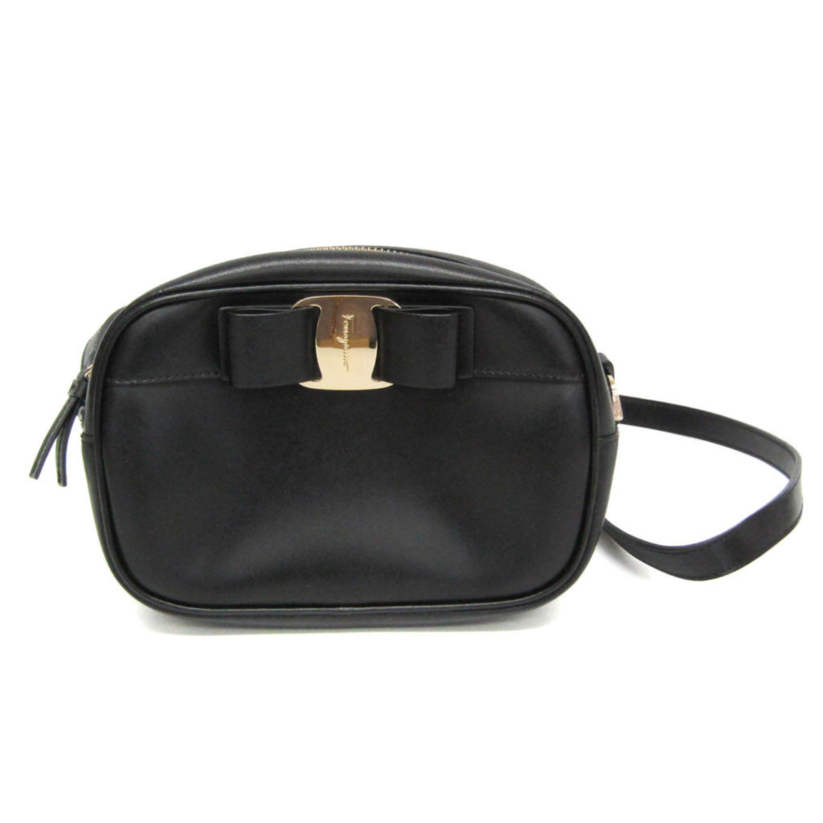 Salvatore Ferragamo Vara AU-21 H498 Women's Leather Shoulder Bag Black — Like New