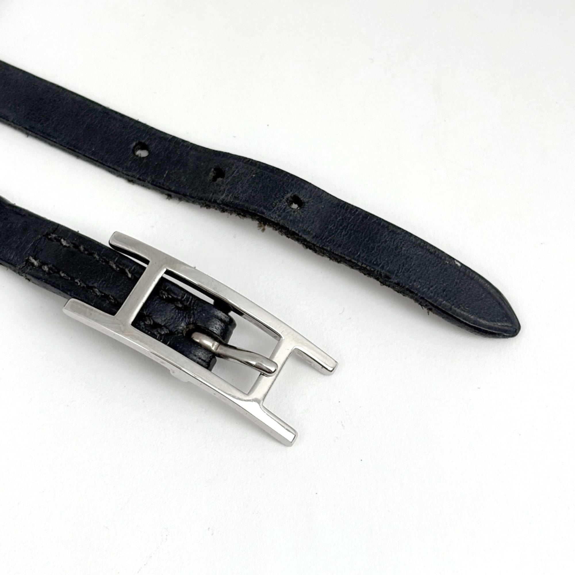 Hermes Hermès API 3 Bracelet, 3-Row Leather Silver and Black, Women's