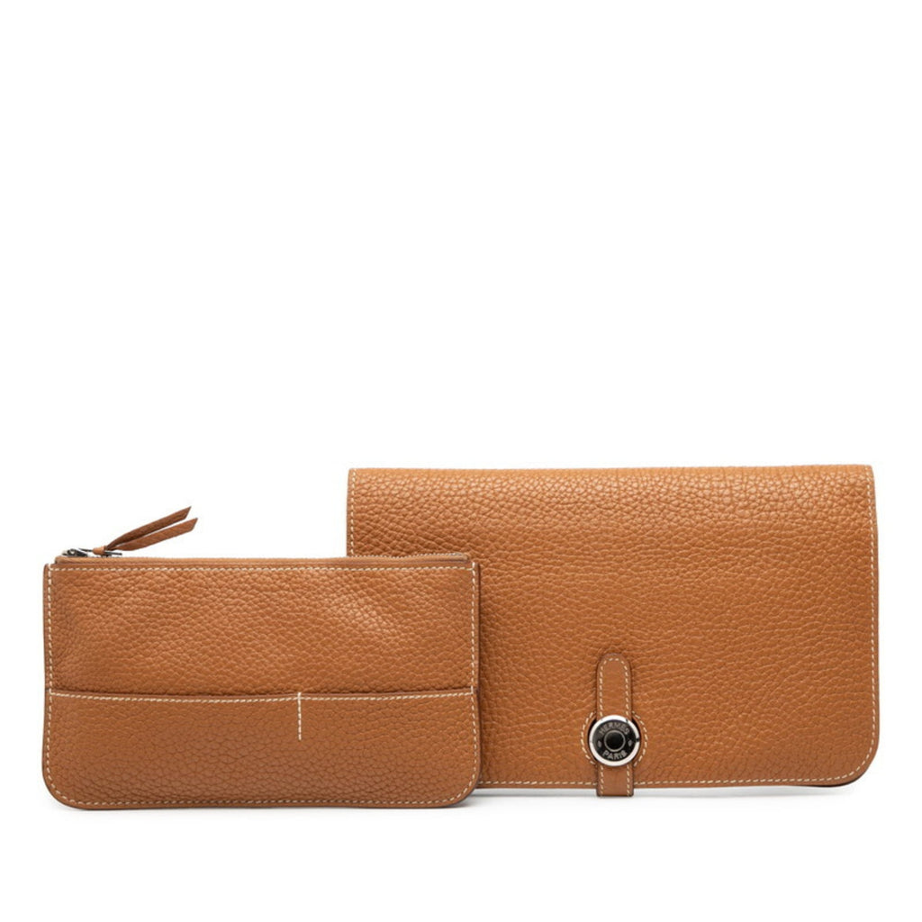 Hermes Hermès Dogon GM long wallet, bifold brown, Togo, women's.