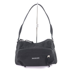 BALENCIAGA 787574 Explorer Nylon One-Shoulder Bag with Logo, Black, Made in Italy, Women's — Like New
