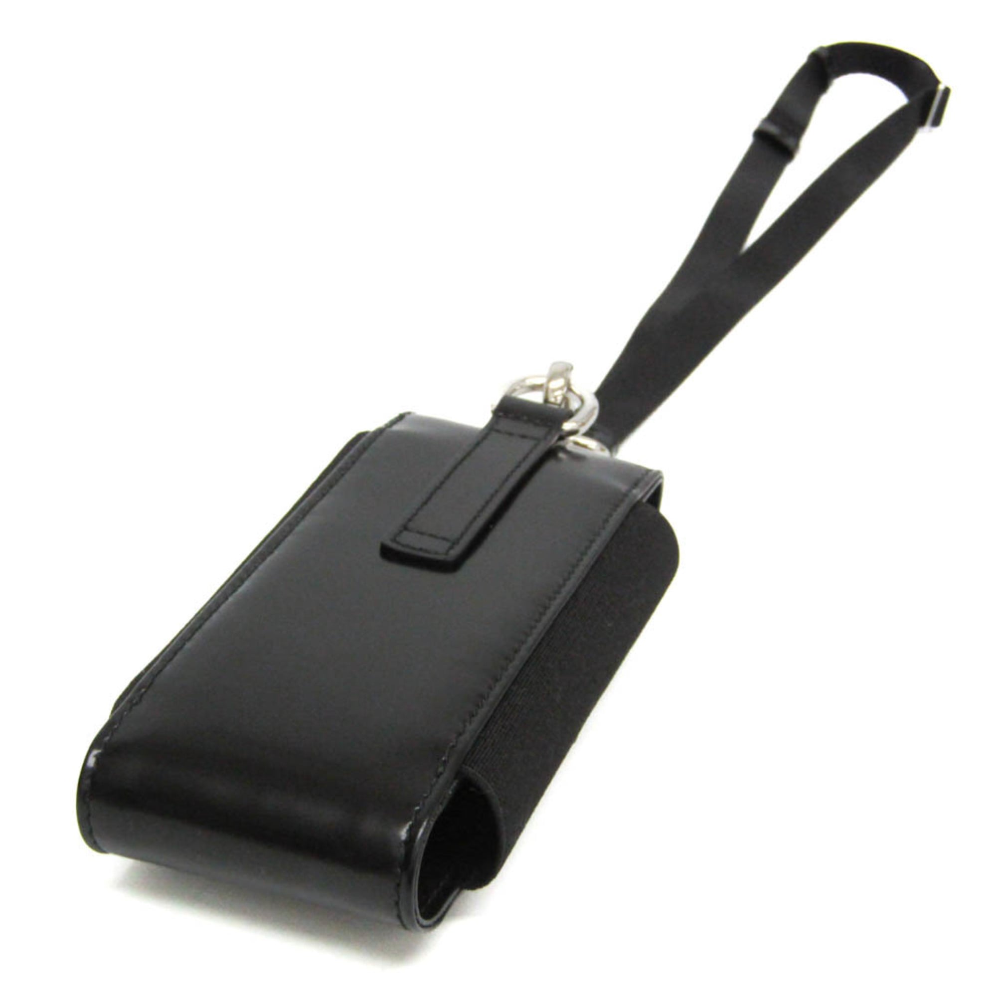 Prada Triangle Logo Phone Pouch Men,Women Leather Pouch Black — Like New