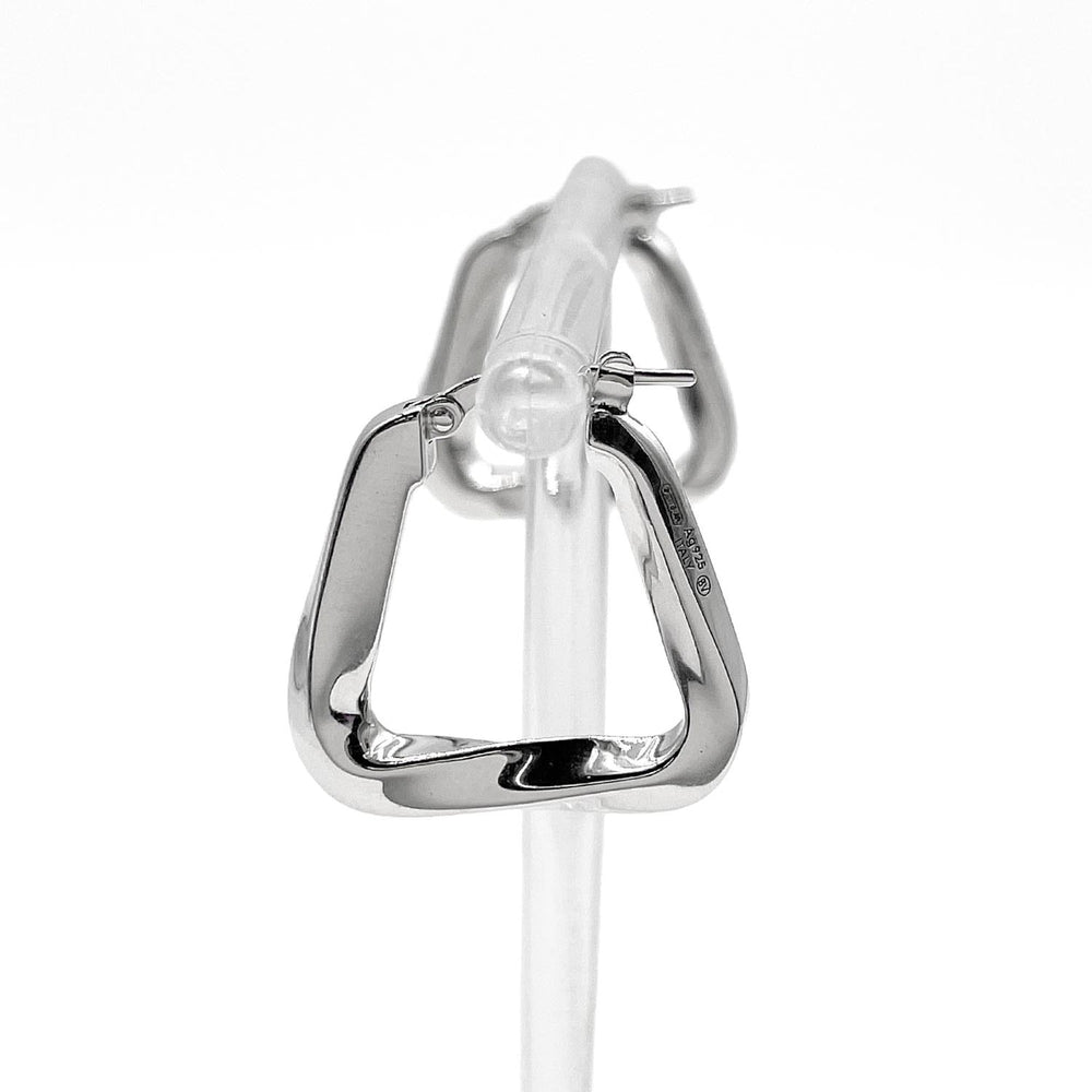 BOTTEGA VENETA Essential Twist Triangle Hoop Earrings, SV925 Silver, Men's & Women's — Like New