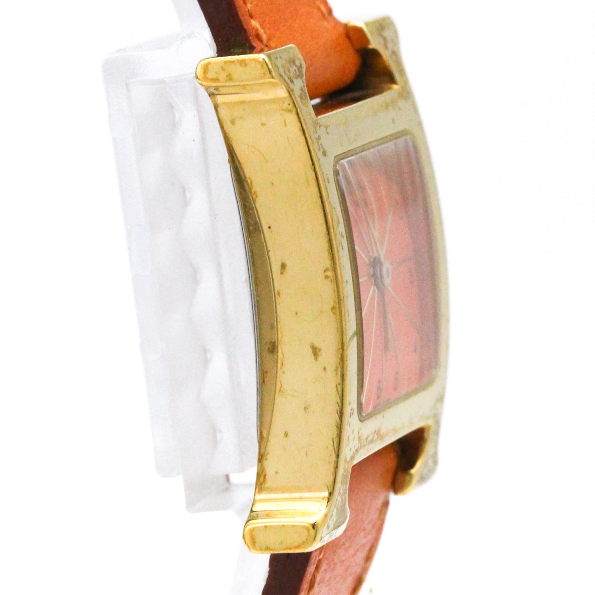 HERMES H Watch Gold Plated Leather Quartz Ladies Watch HH1.201 — Good