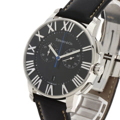 Tiffany & Co. Atlas Dome Chronograph Watch, Stainless Steel/Leather, Men's — Very Good
