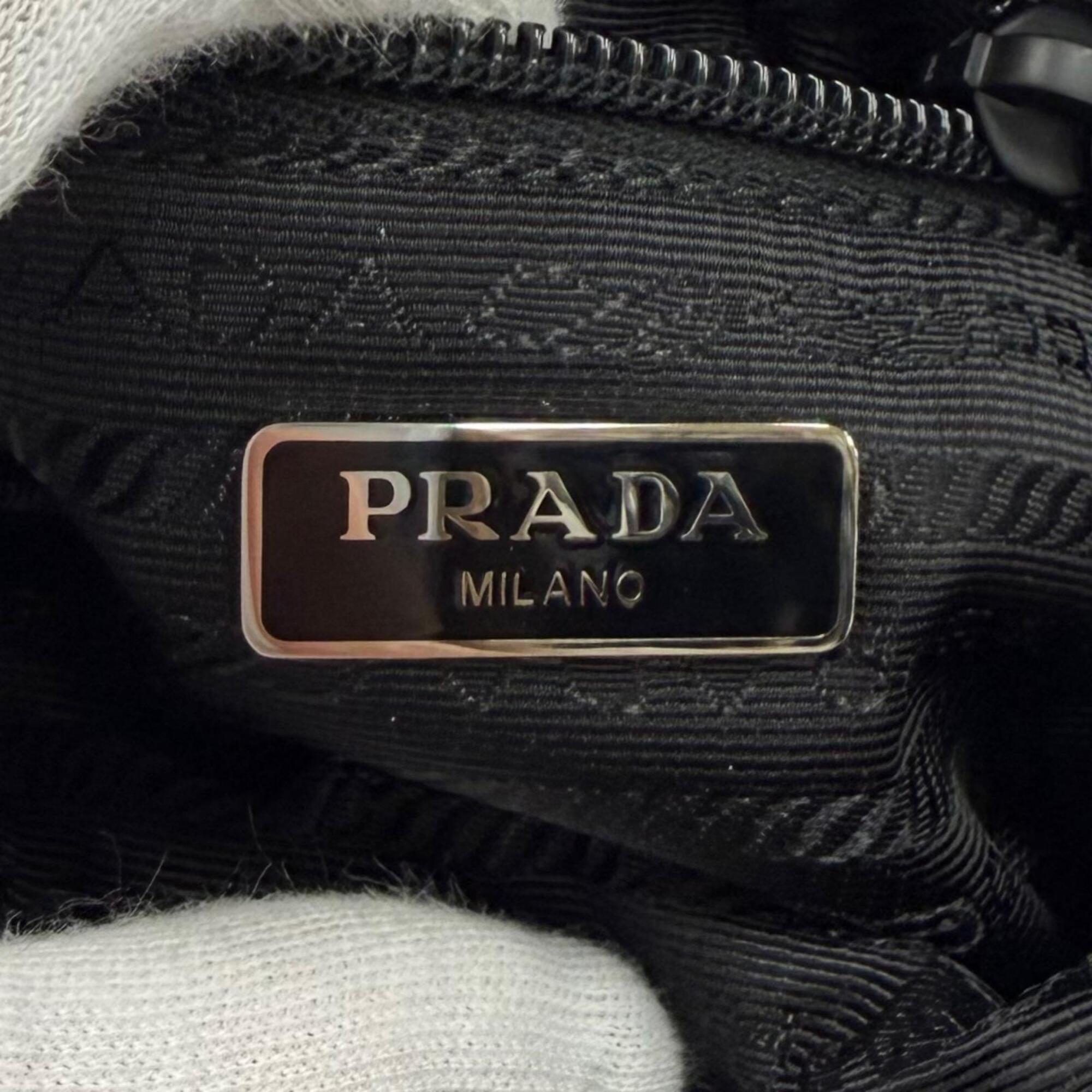 PRADA 1ND339 Micro Re-Nylon Pouch Small Triangle Logo Makeup Black Made in Italy Women's — Like New