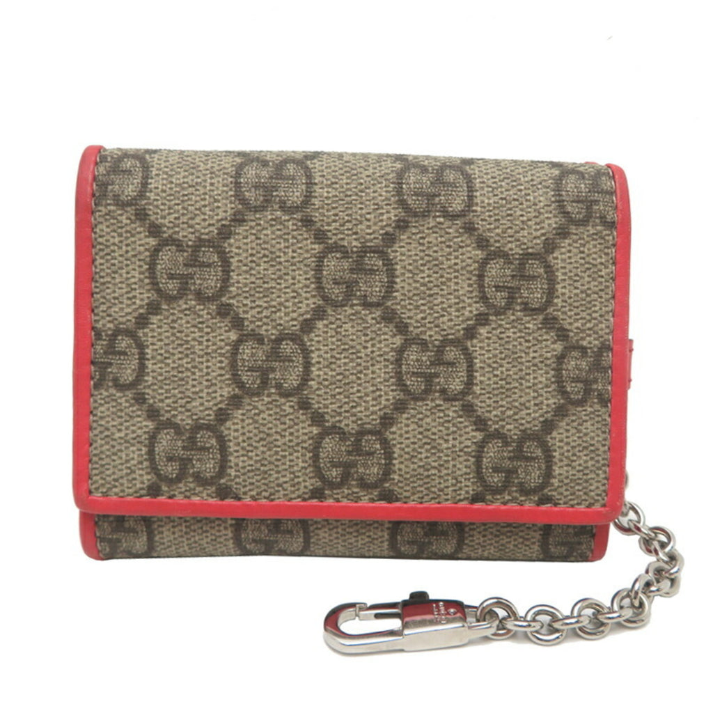 Gucci GG Supreme Mini Wallet, Women's Tri-fold 256442, Beige Leather