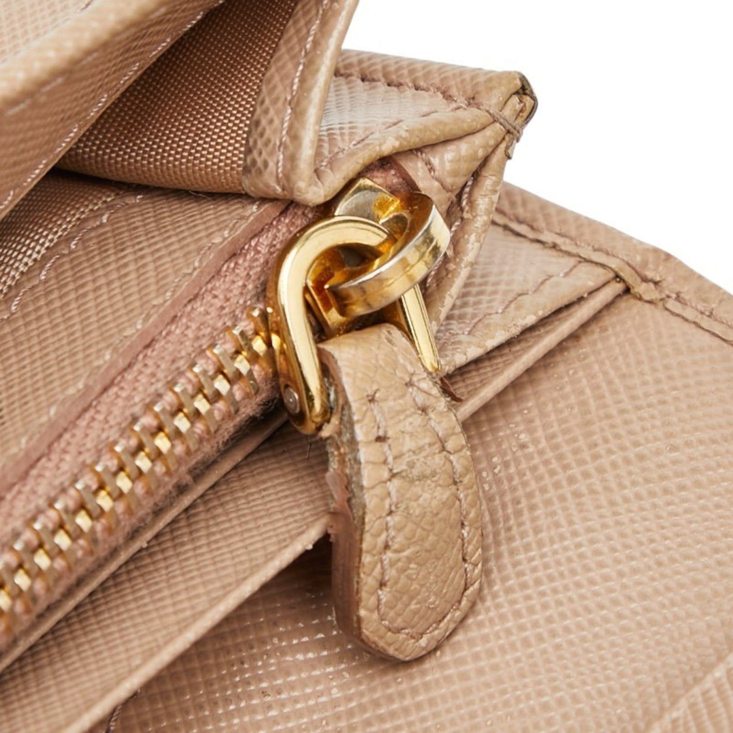 Prada Logo Long Wallet 1M1132 Beige Saffiano Leather Women's PRADA