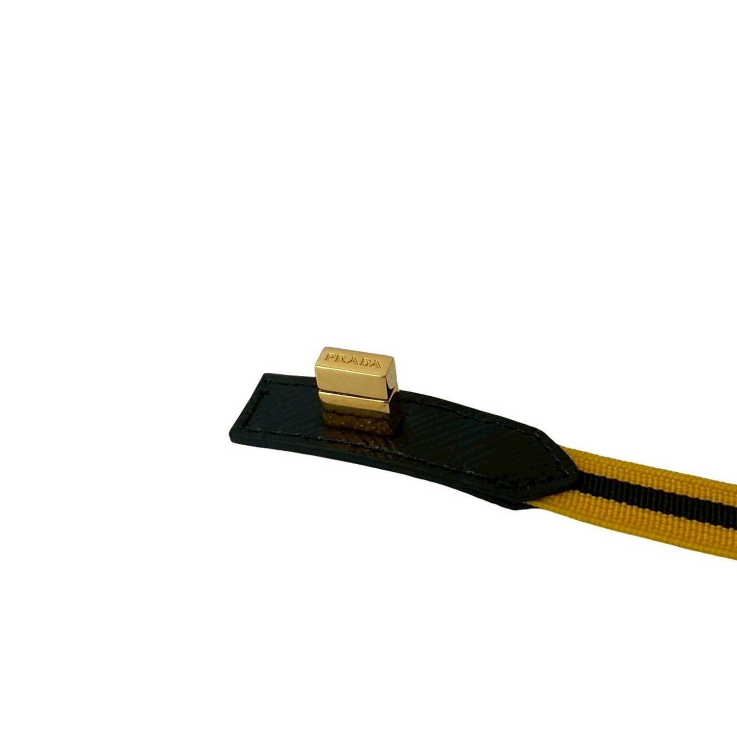 PRADA Prada Turnlock Logo Hardware Nylon GP Saffiano Leather Bracelet Bangle in Yellow and Navy 1491d