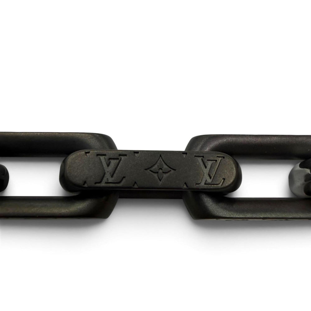 LOUIS VUITTON (Louis Vuitton) 2026 Model M00686 Monogram Chain Bracelet, Silver & Black, Size M, Made in Italy, Men's — Like New