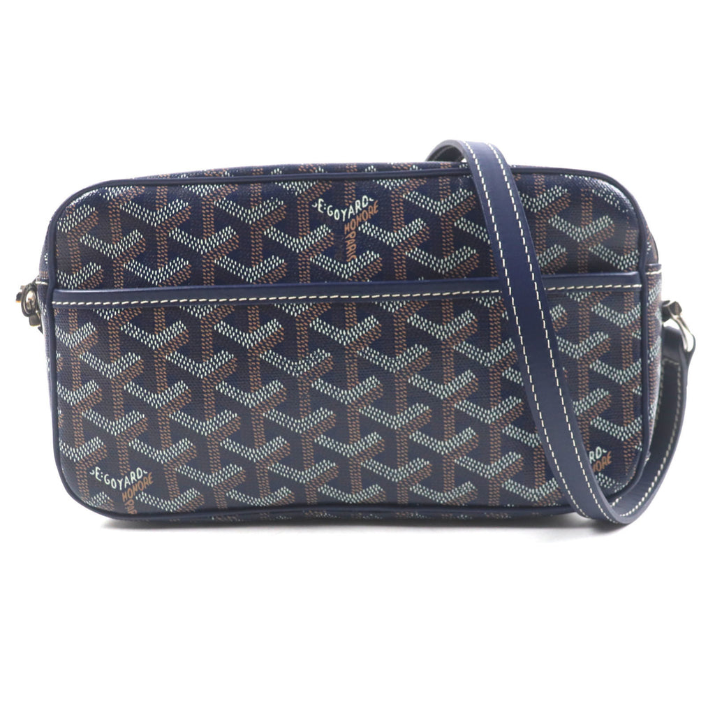 GOYARD Goyard Cap Vert PM Canvas and Leather Square Shoulder Bag with All-Over Print Logo, Navy, Includes Dust Bag, for Men Women