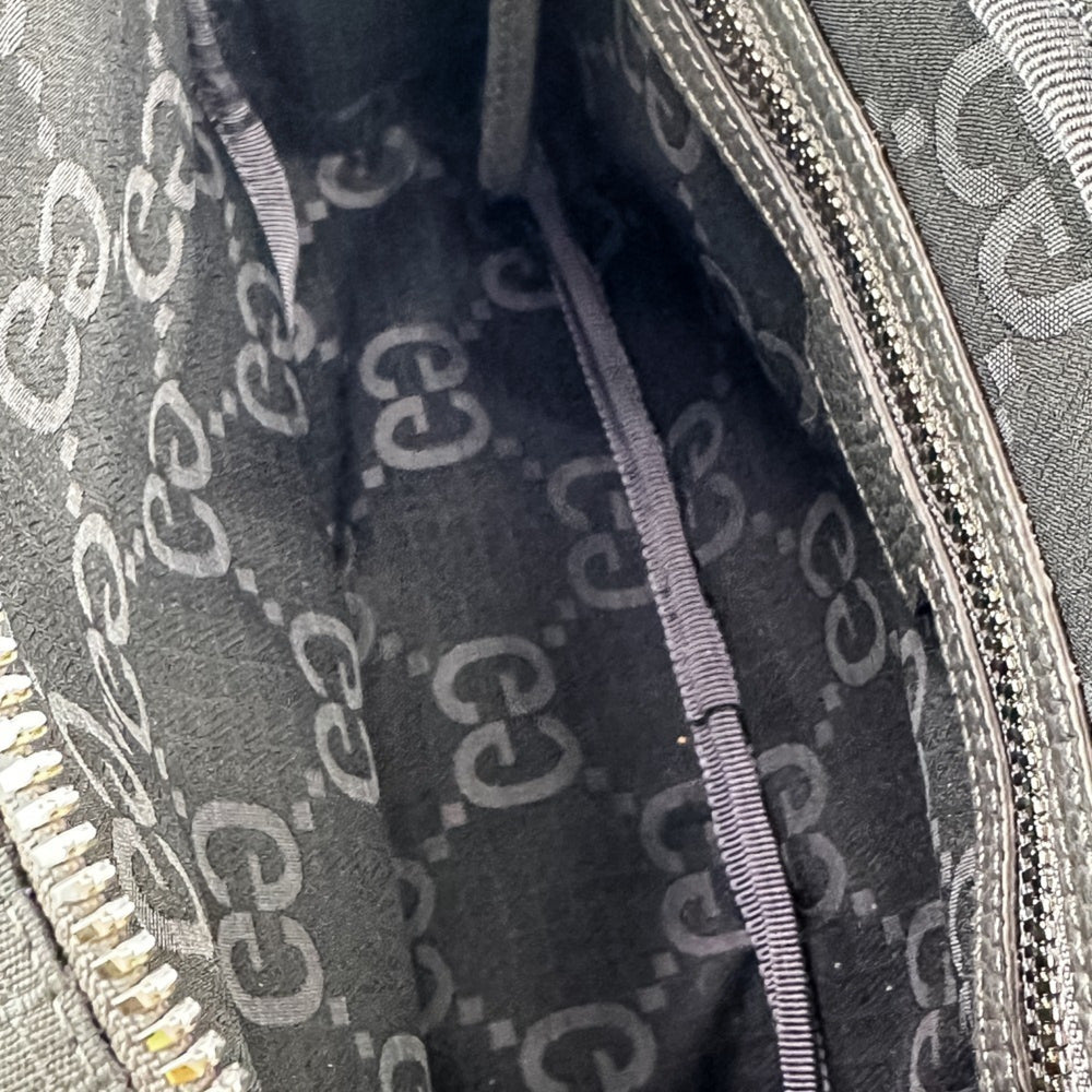 GUCCI ECONYLON GG Polyester Shoulder Bag, Medium, 767931 520981, Gray, Men's/Women's — Like New