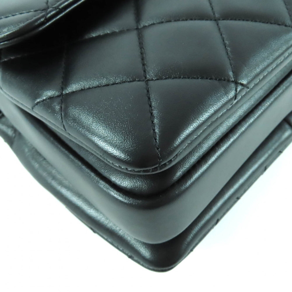 CHANEL Trendy CC Lambskin Leather Top Handle Matelassé Chain Shoulder Bag, Black with Hardware, Made in Italy, Women's — Like New