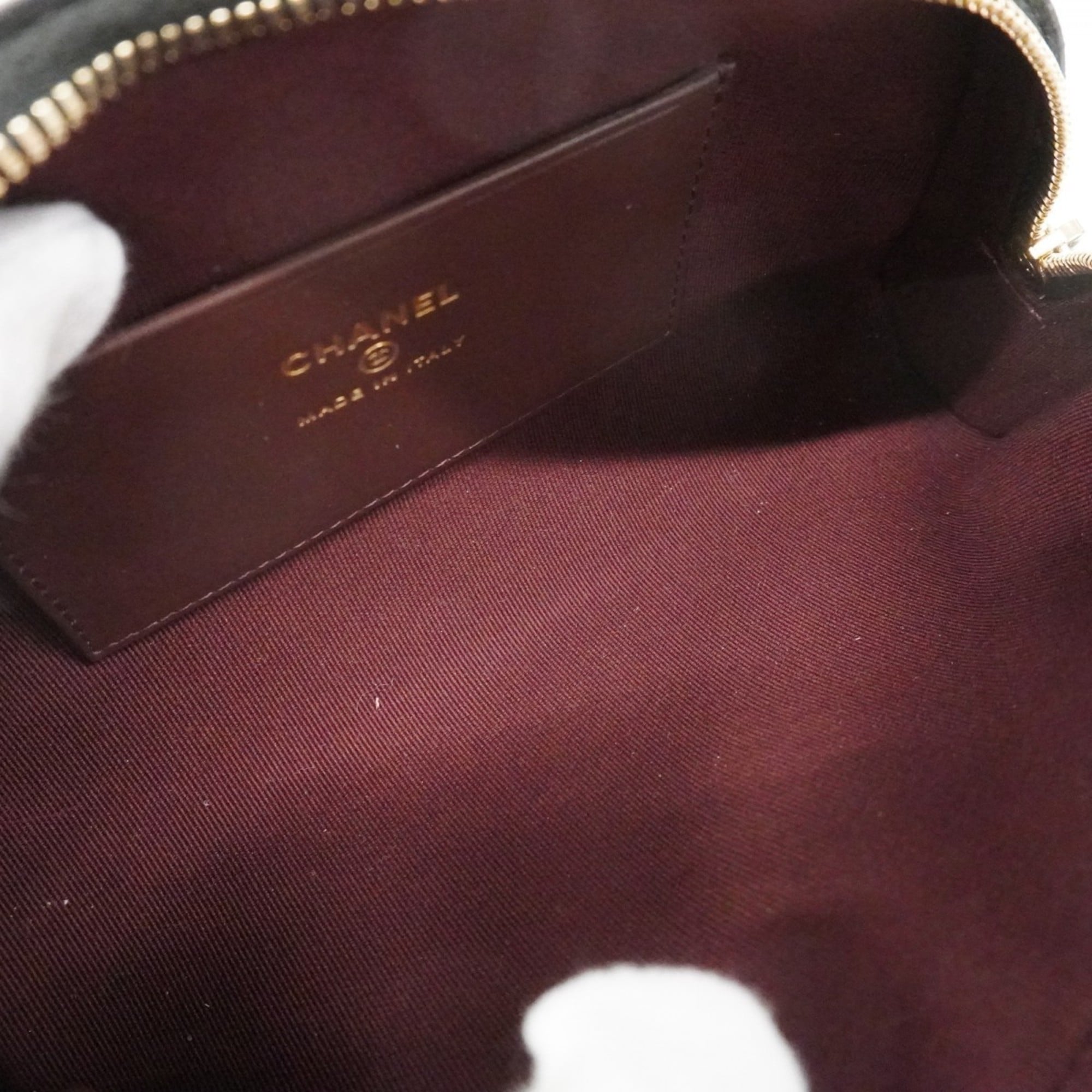 Chanel Matelasse Shoulder Bag with Chain, Caviar Skin, Black Champagne, Women's