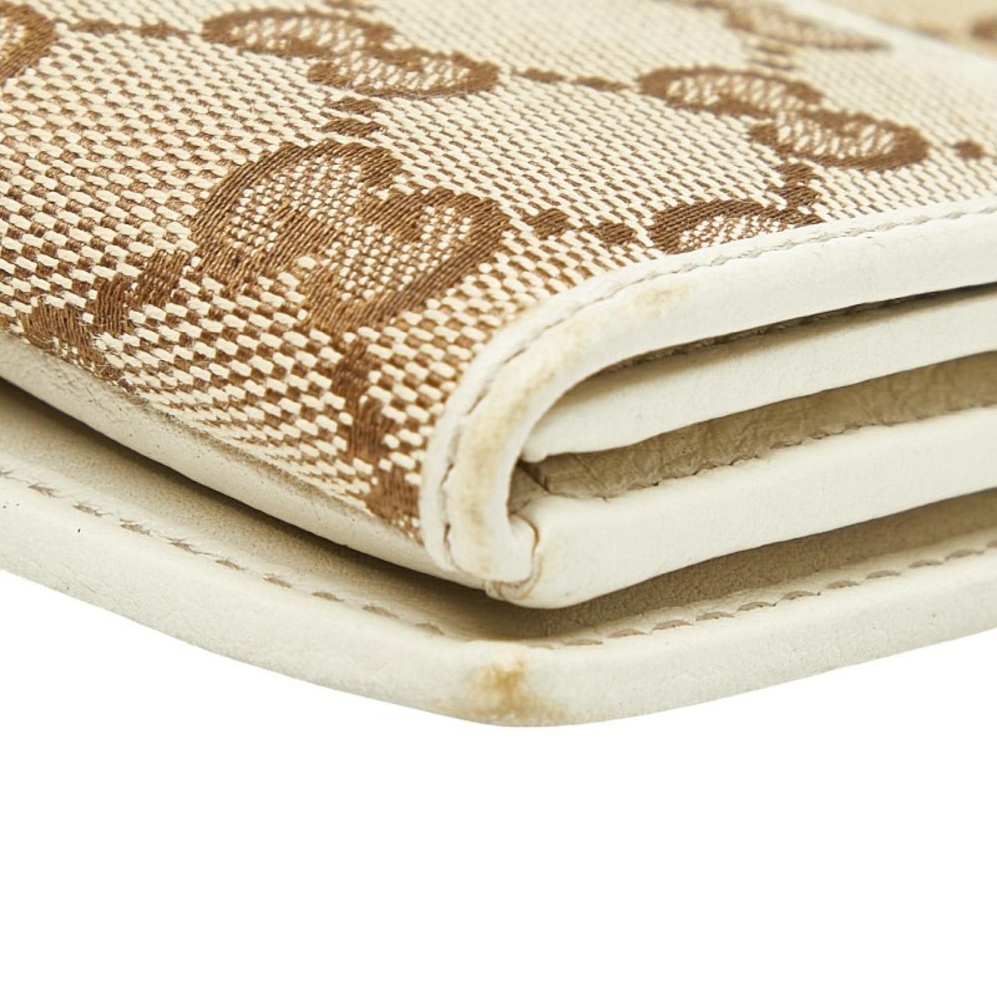 Gucci GG Canvas Bifold Wallet 212090 Beige Ivory Leather Women's GUCCI