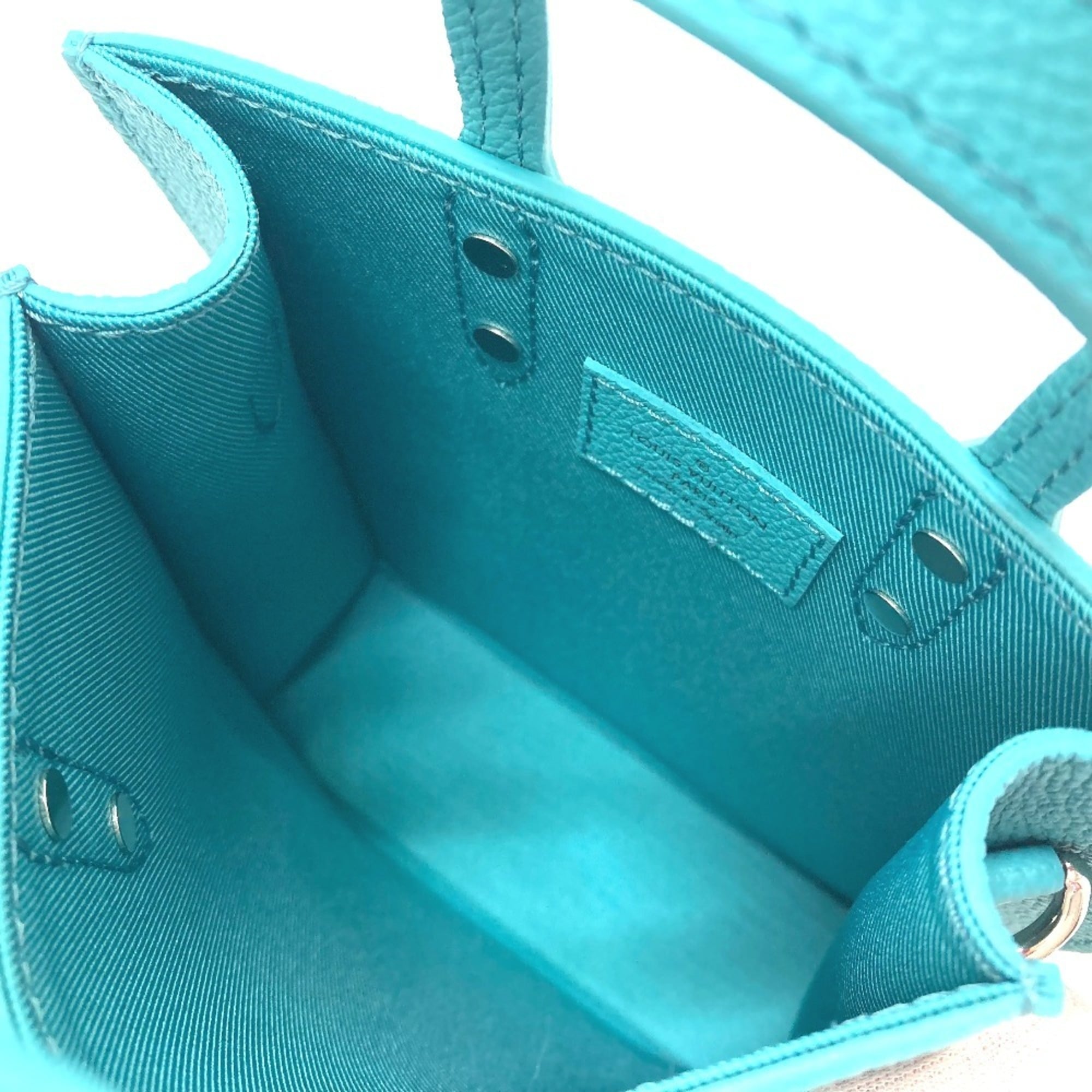 LOUIS VUITTON N60495 Damier Checkerboard Sac Plat XS Shoulder Bag Leather Women's Turquoise Blue E-220413-6 — New - Store Return