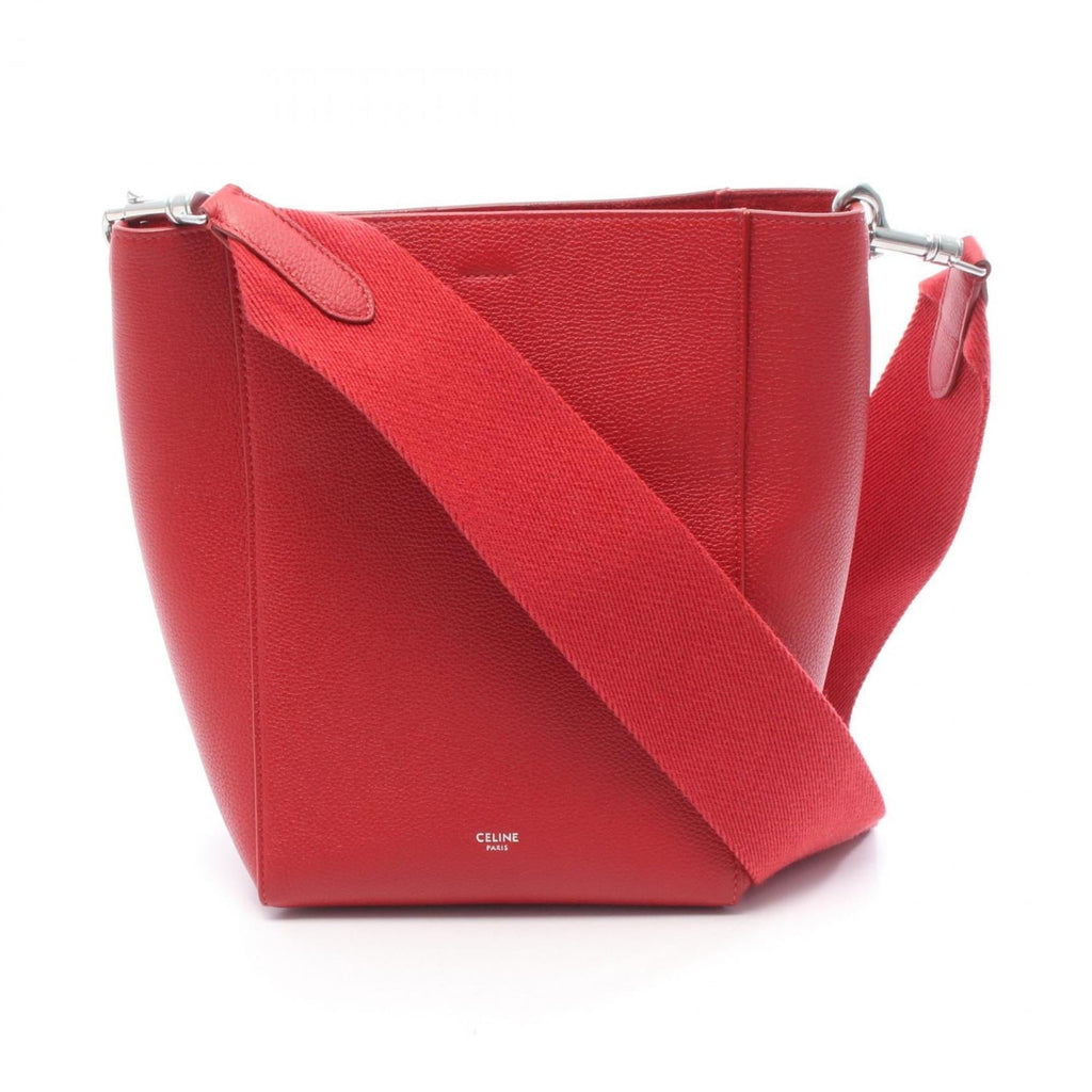 Celine Sangle Bucket Small Shoulder Bag, Leather, Women's, Red