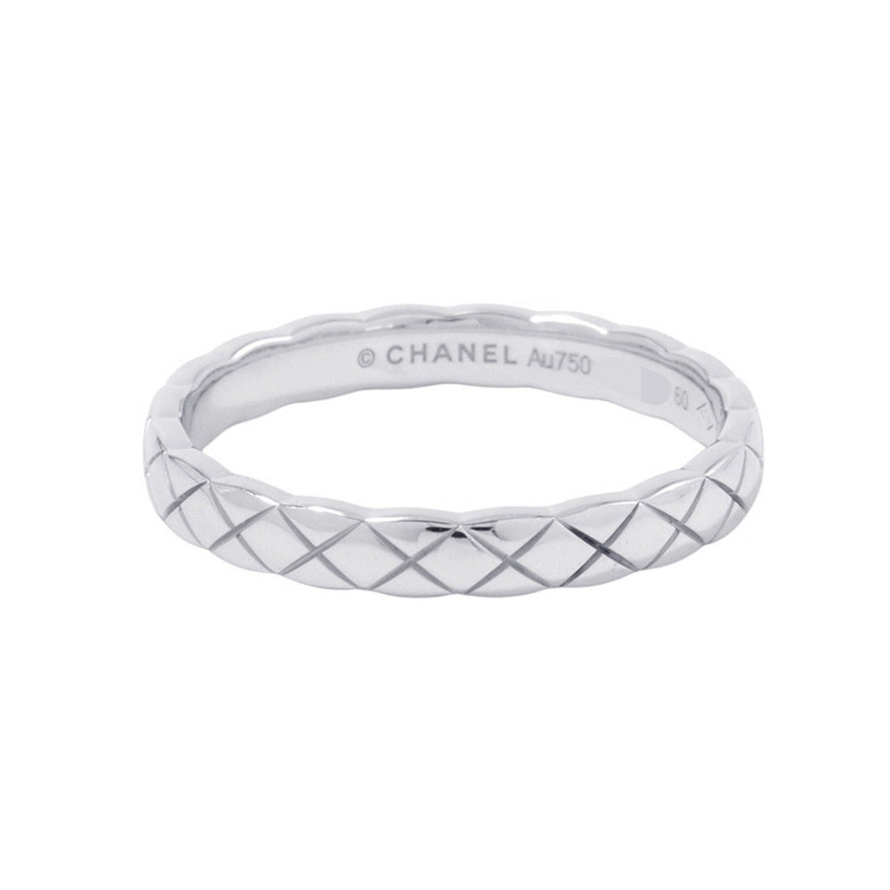 Chanel Coco Crush Collection Mini Ring, 18K White Gold, Size 60, J11793 — Like New