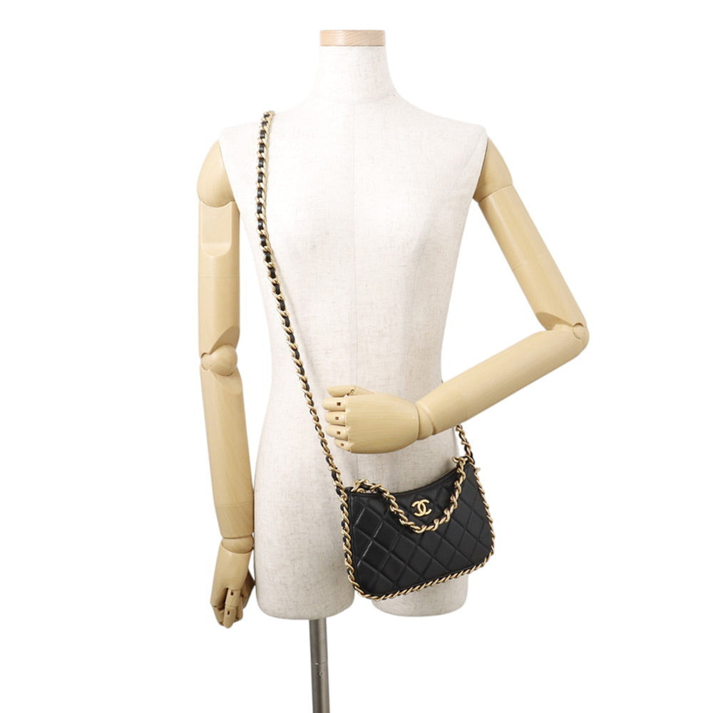 Chanel Chain Shoulder Bag Matelassé Coco Mark Lambskin AP3487 CHANEL Handbag Black Women's — Like New