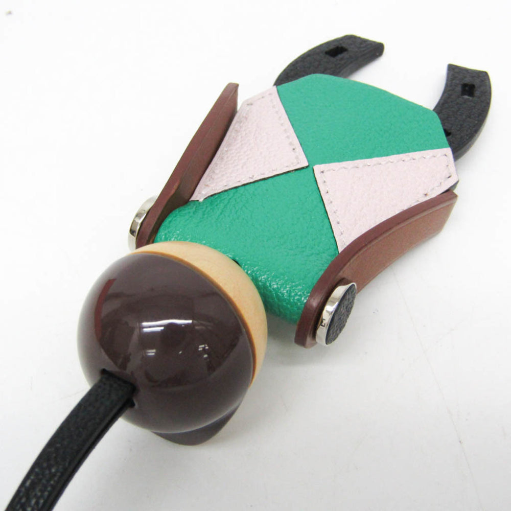 Hermes Barenia Leather,Chevre Myzore Leather Handbag Charm Brown,Green,Light Pink Jockey Charm — Like New