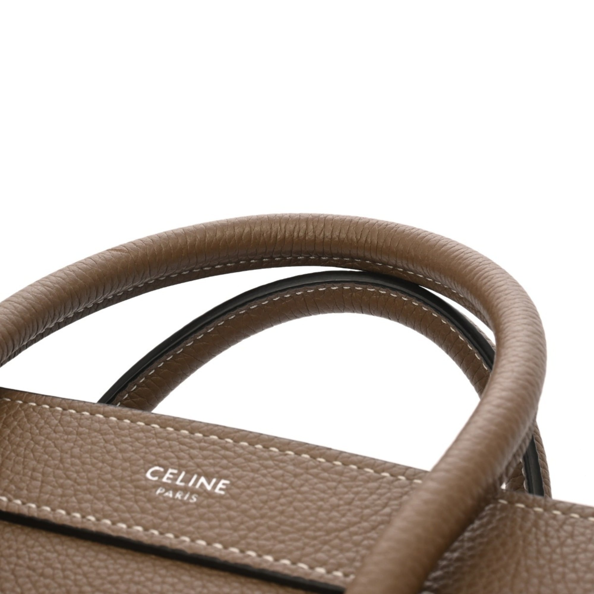 CELINE Luggage Nano 2-Way Slim 189243 Women's Drummed Calfskin Handbag, A-Rank, Pre-Owned, Ginzo
