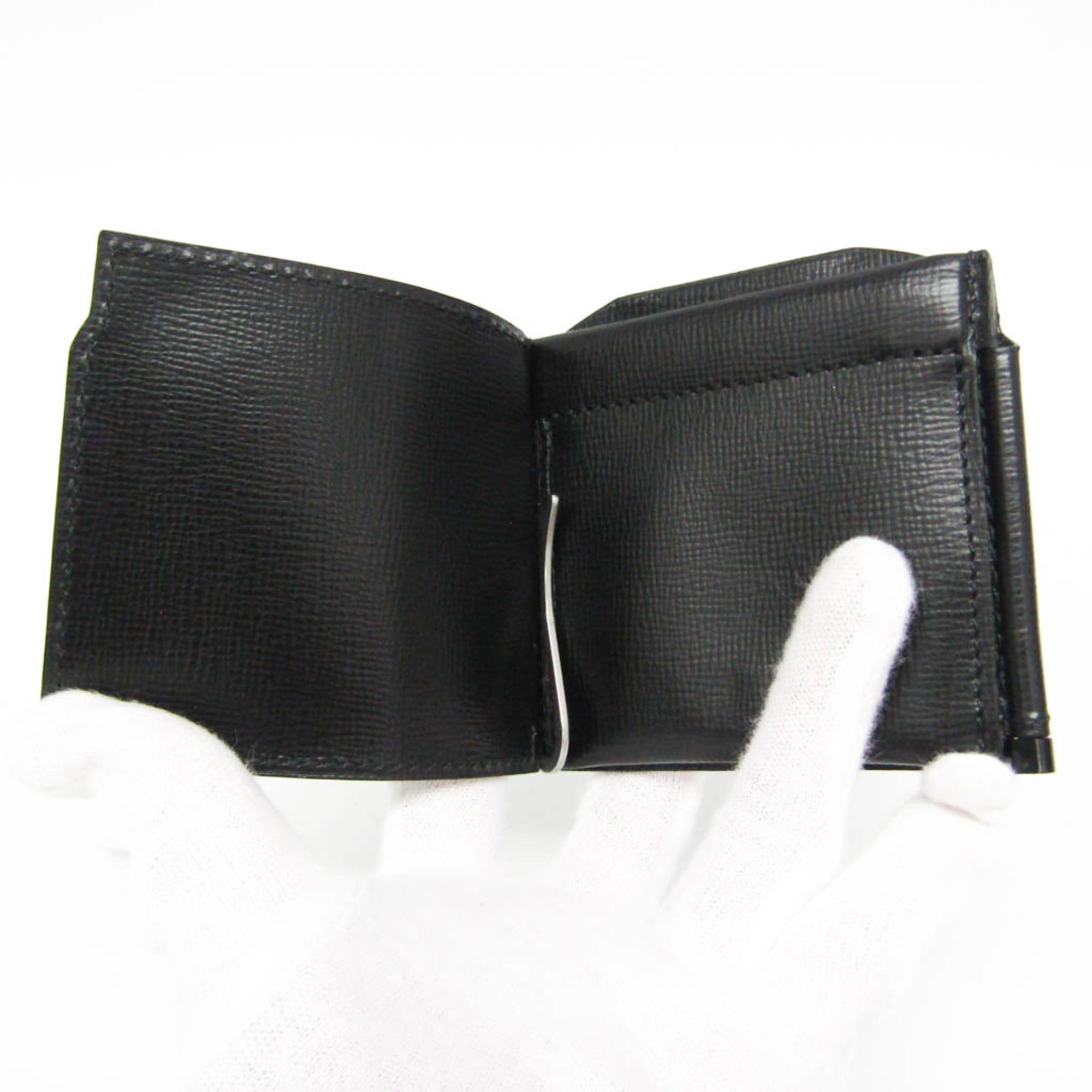 Valextra V0L54 Men's Leather Money Clip Black