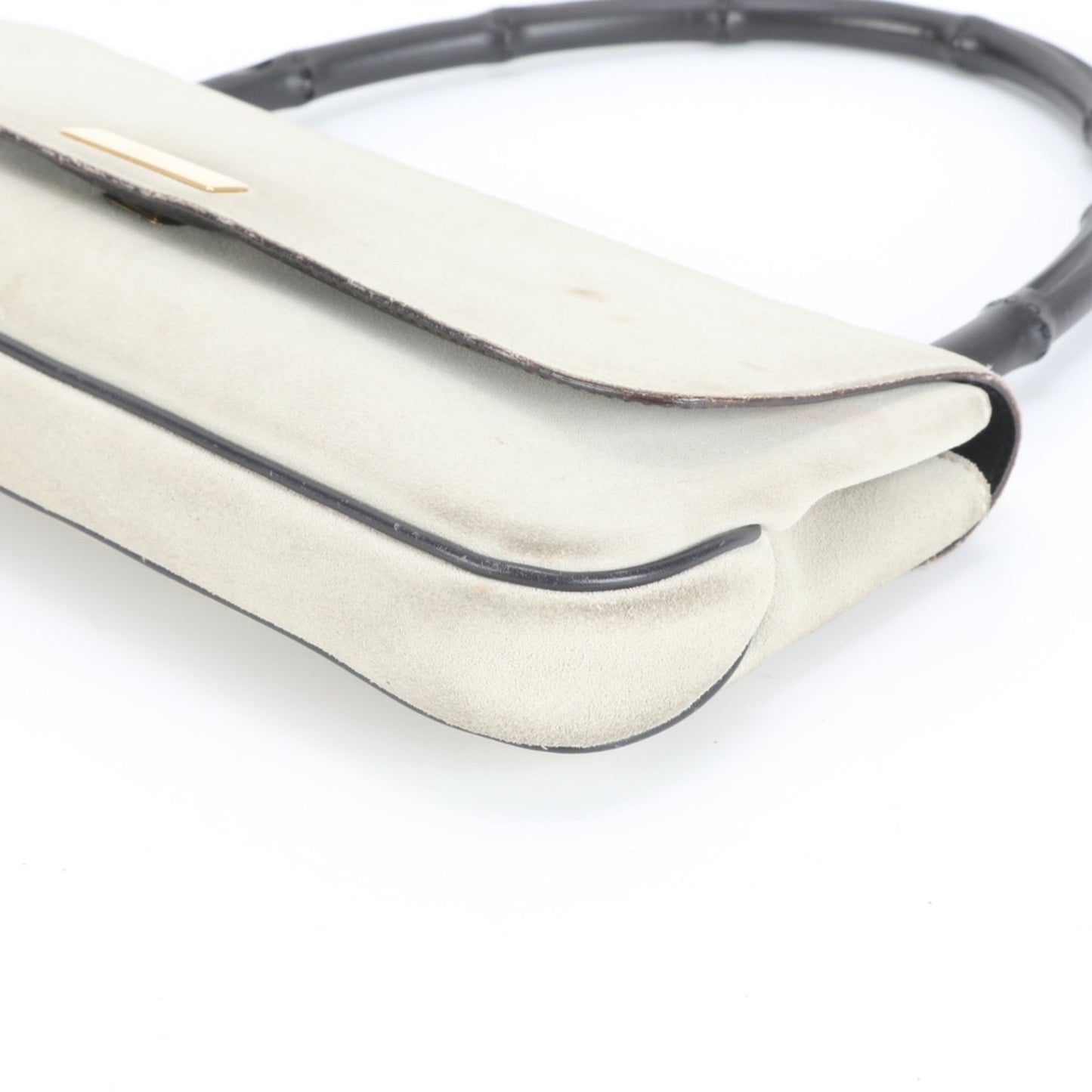 Gucci Bamboo 001-4047 Leather Shoulder Bag, Gray, Women's