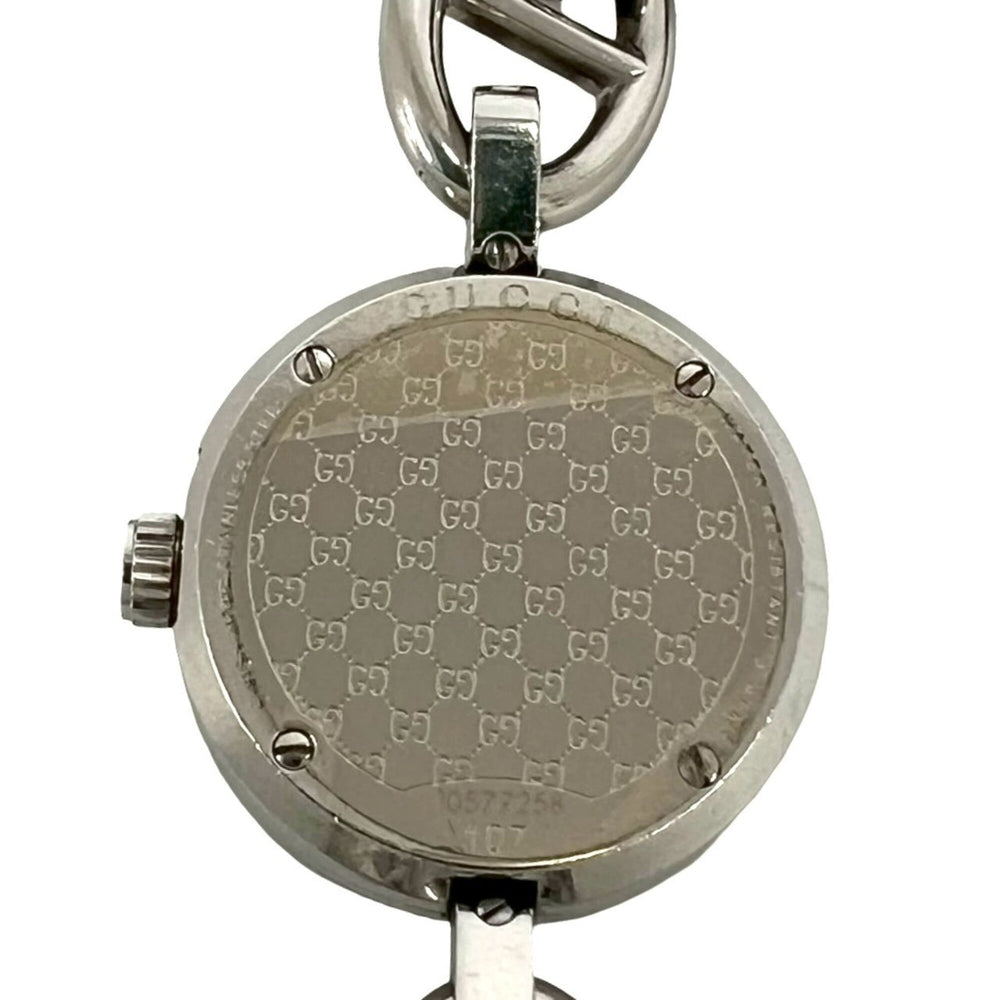 GUCCI Gucci Logo Charm Stainless Steel Quartz Wristwatch Silver 37369 — Good