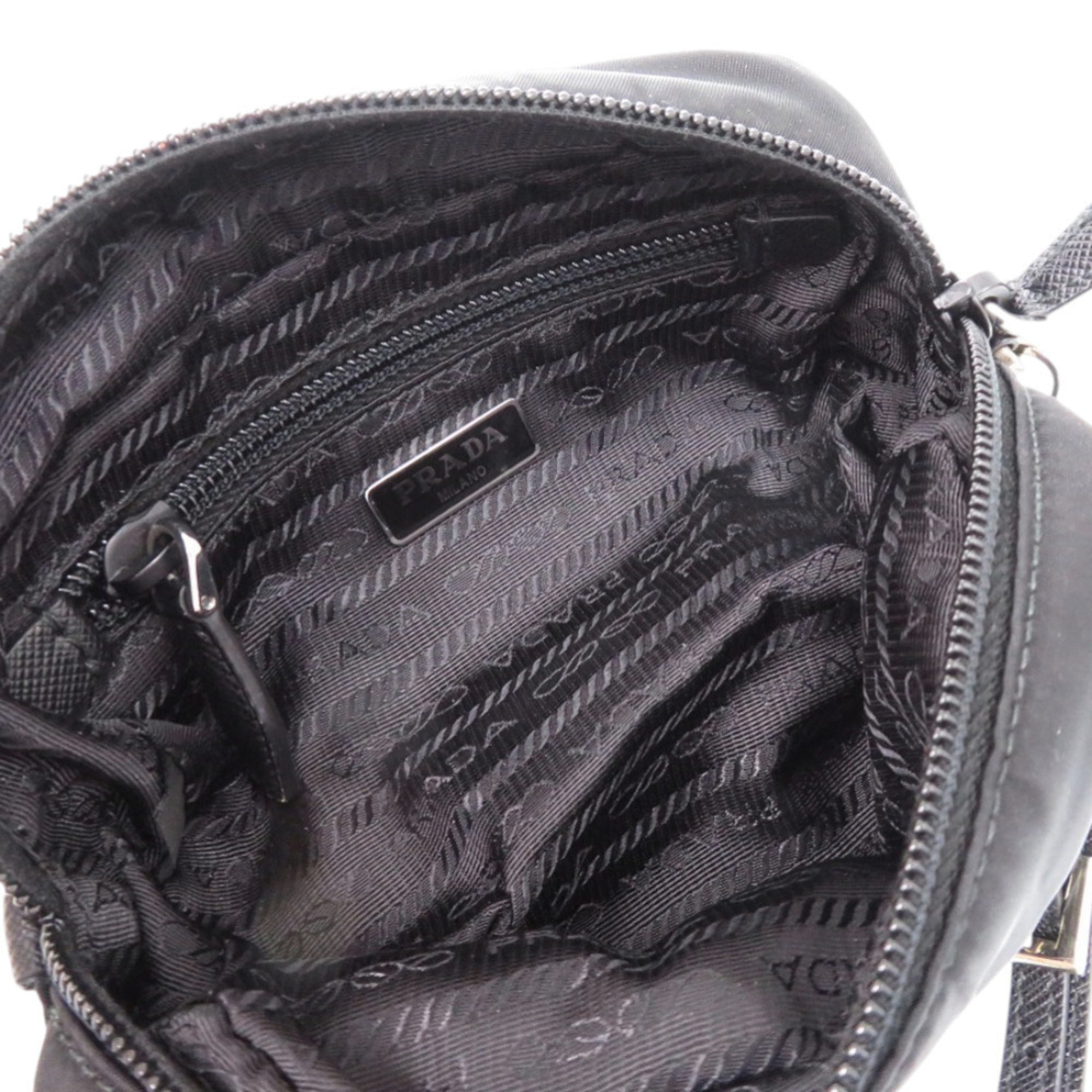 Like new Prada pouch with strap, 1NE175 nylon, silver hardware, black, 0351 PRADA — Like New