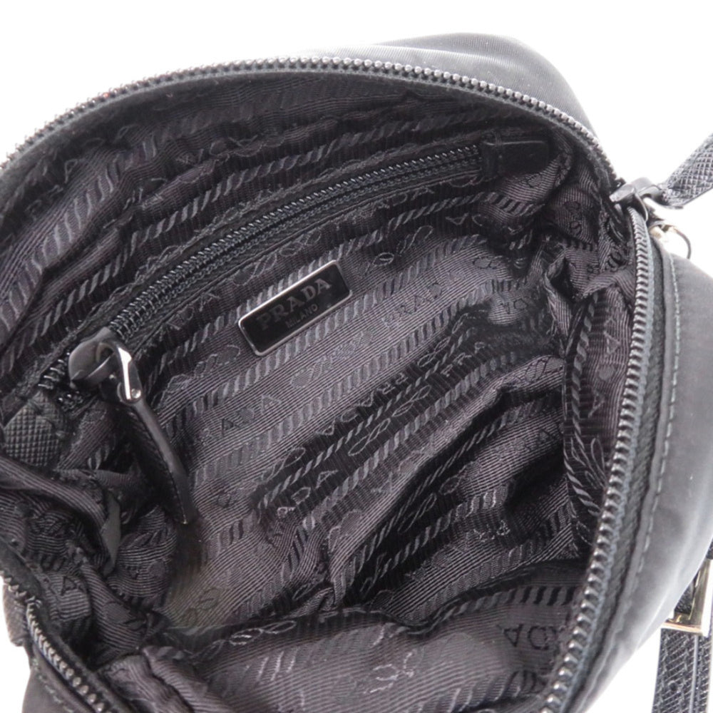 Like new Prada pouch with strap, 1NE175 nylon, silver hardware, black, 0351 PRADA — Like New