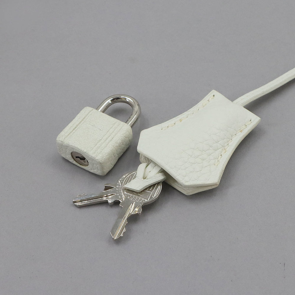 Hermes Birkin 35, Taurillon Clemence leather, white, handbag, R stamp, silver hardware — Like New