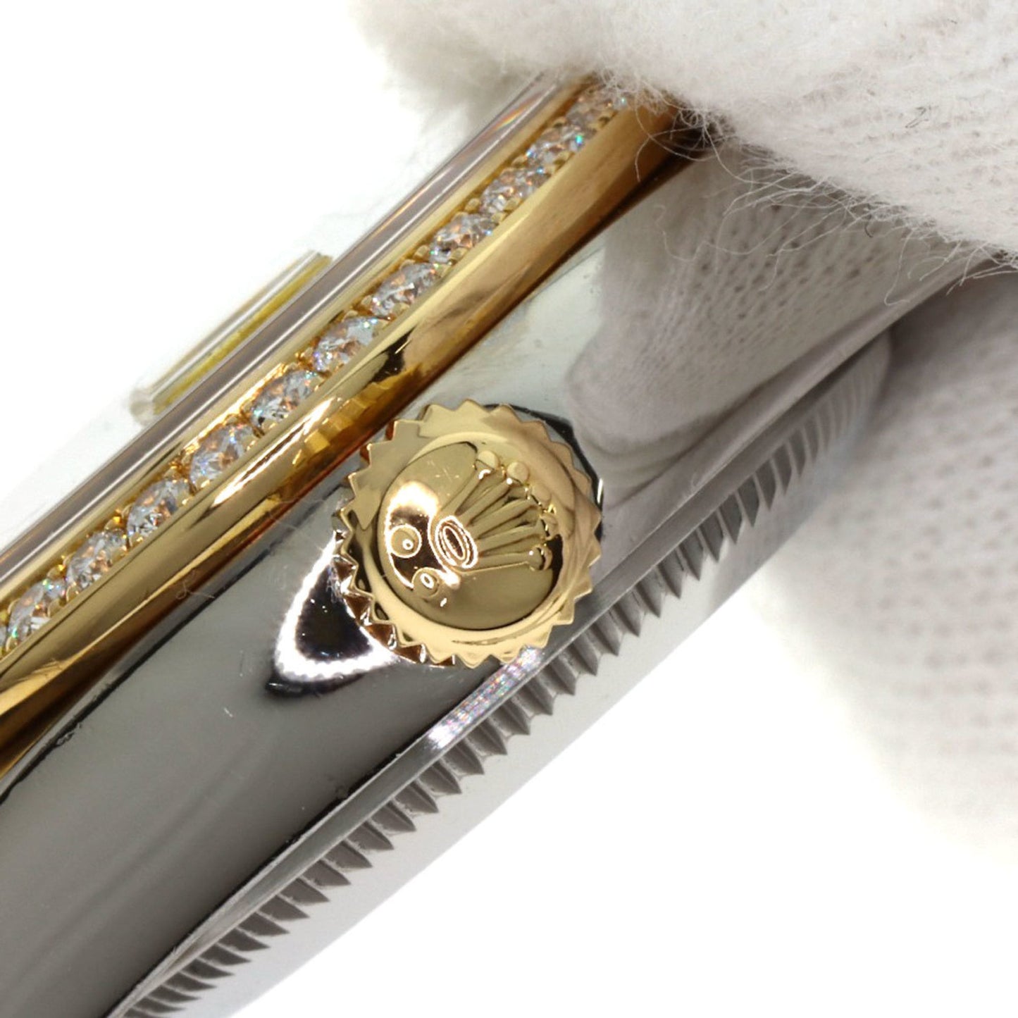 Rolex 179383G Datejust with 10 Diamond Bezels and Gold Crystals, Stainless Steel Watch in 18K Yellow Gold, for Women