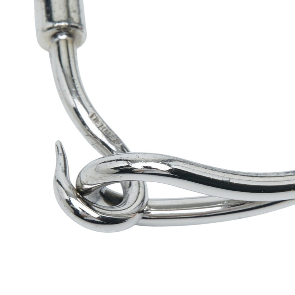 Hermes Jumbo Bracelet Silver Black Metal Leather Women's HERMES