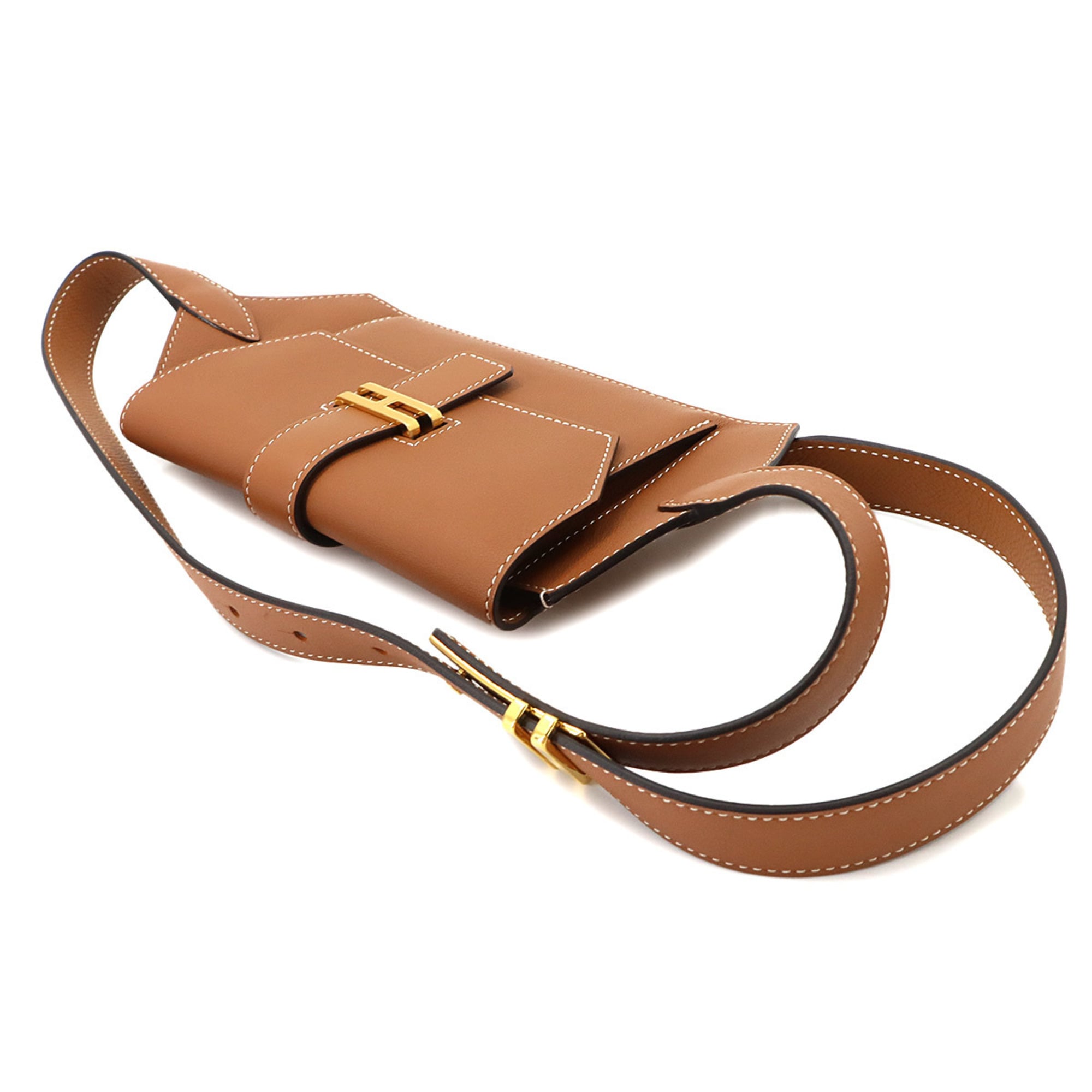 Hermes Elan Pocket 24 Belt Waist Handbag Pouch Body Swift Gold XS B Stamp — New - Store Return