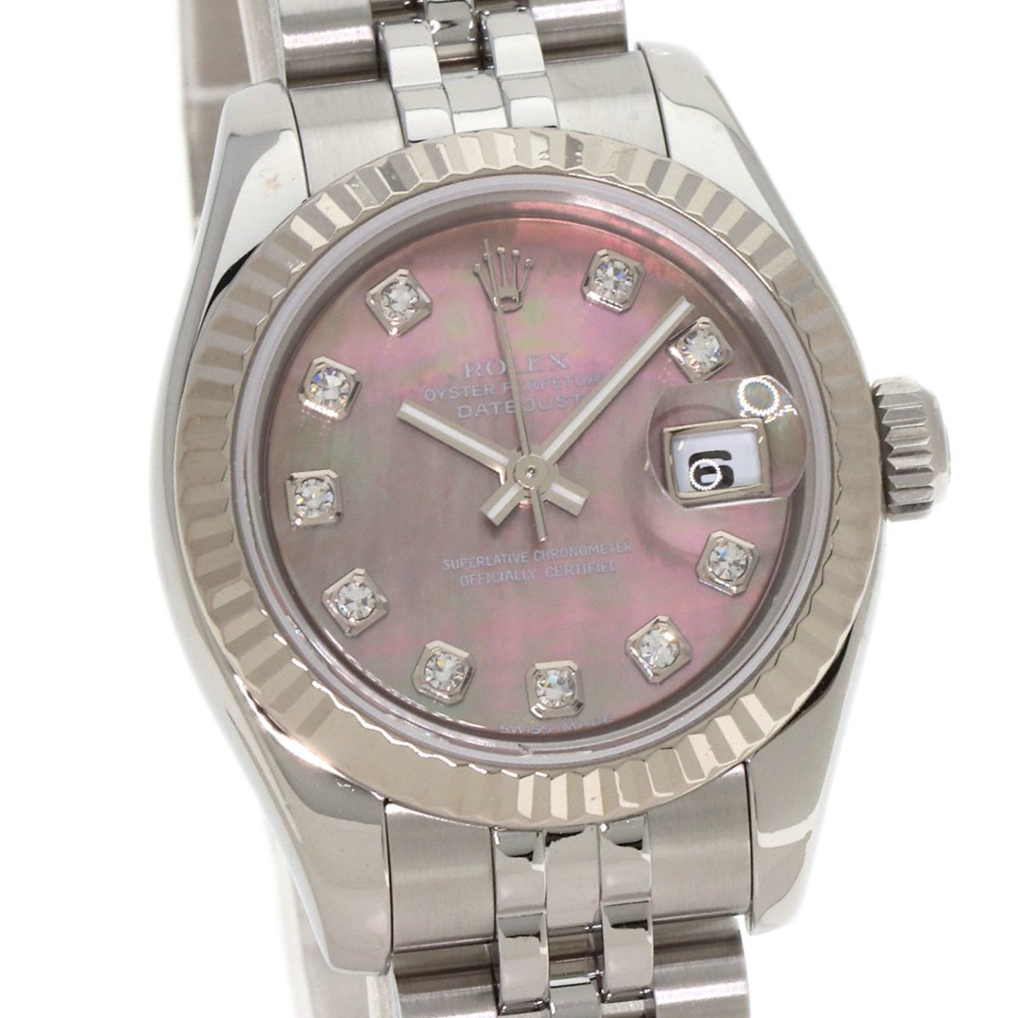 Rolex 179174NG Datejust 10P Diamond Watch Stainless Steel SS K18WG Ladies ROLEX