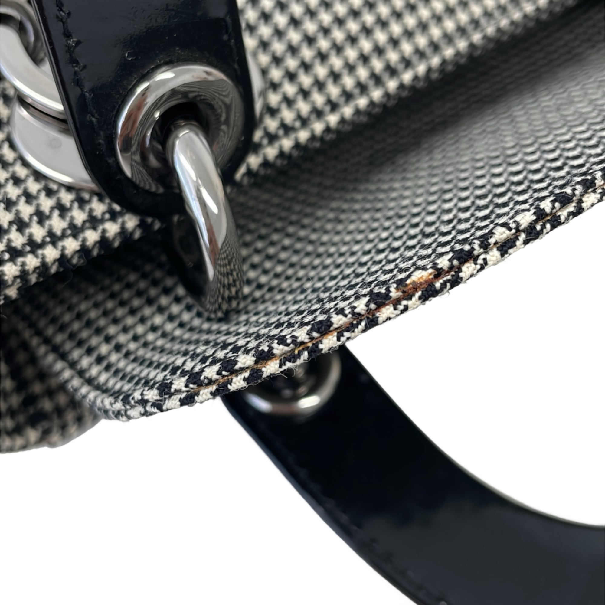 Christian Dior Lady Mini Houndstooth Shoulder Bag MA-0969 Gray Women's — Like New