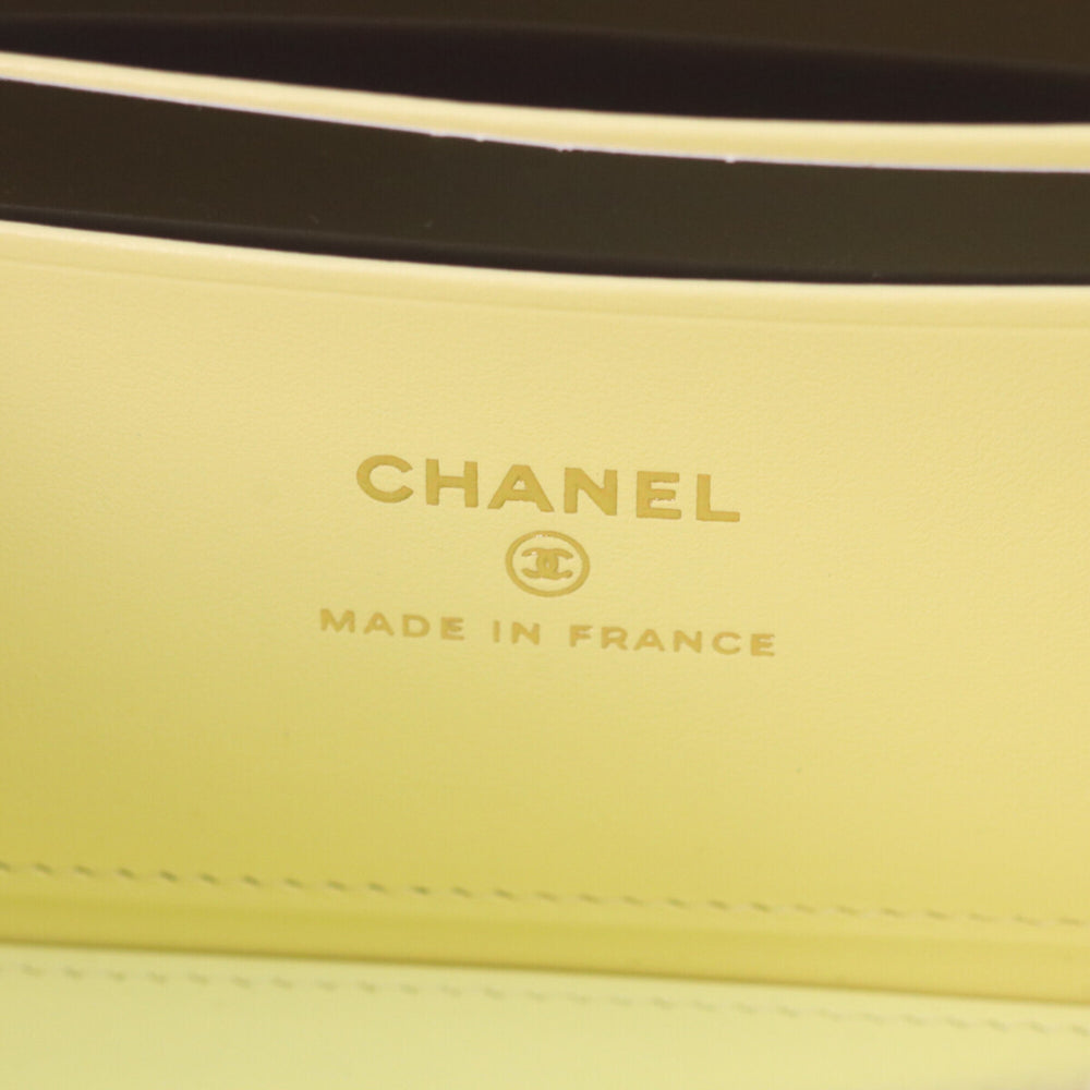 CHANEL AP4530 Yellow Caviar Leather Matelassé Shoulder Vanity Bag with Gold Hardware and Heart Rhinestone Coco Mark - Women's — Like New