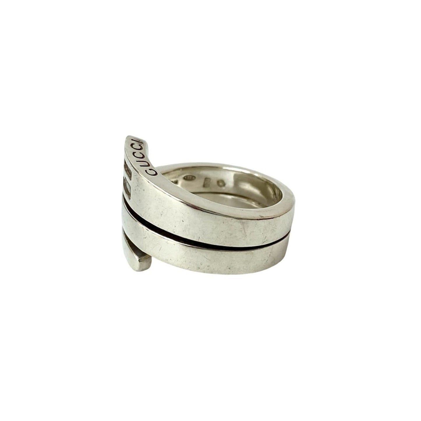 GUCCI Spiral Ring, 925 Sterling Silver, Men's Accessory, Silver 102-5
