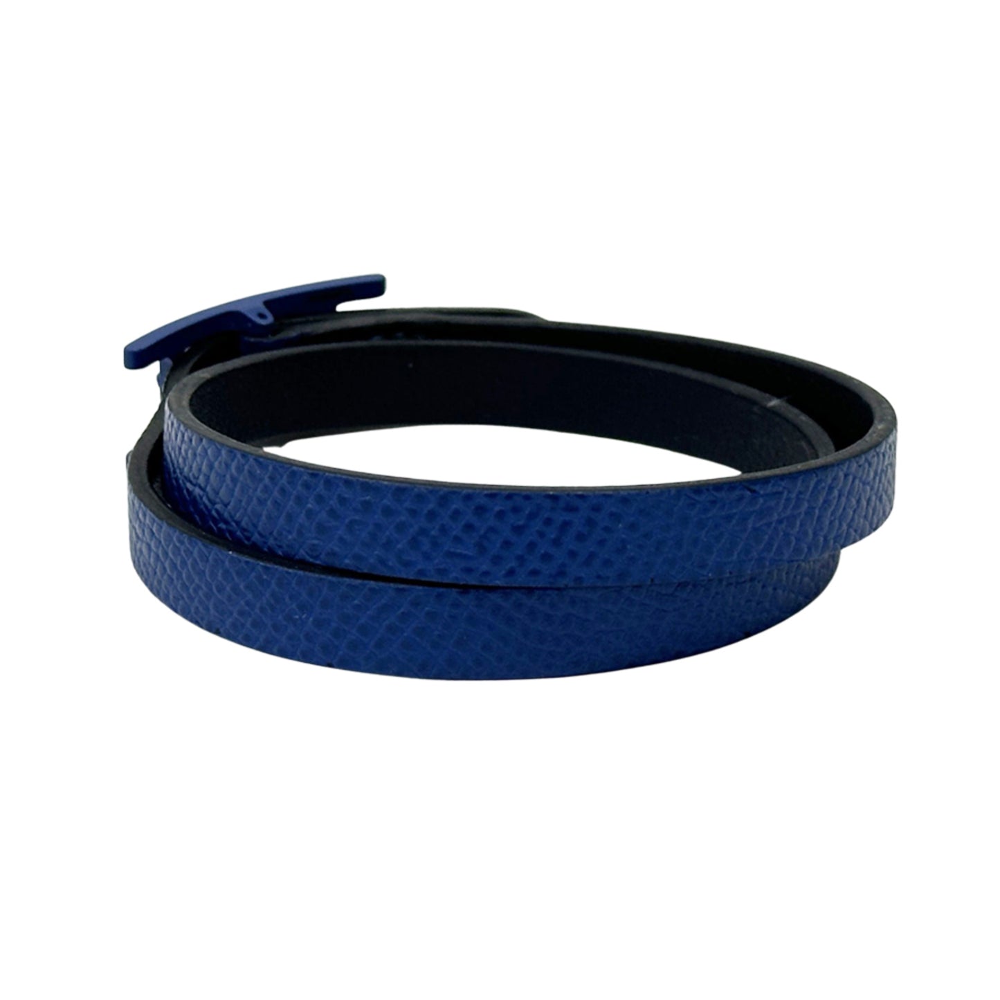 Hermes Hermès B-Api Double Tour Bracelet for Men and Women, Blue Navy Leather, Reversible, Casual, T-Stamped