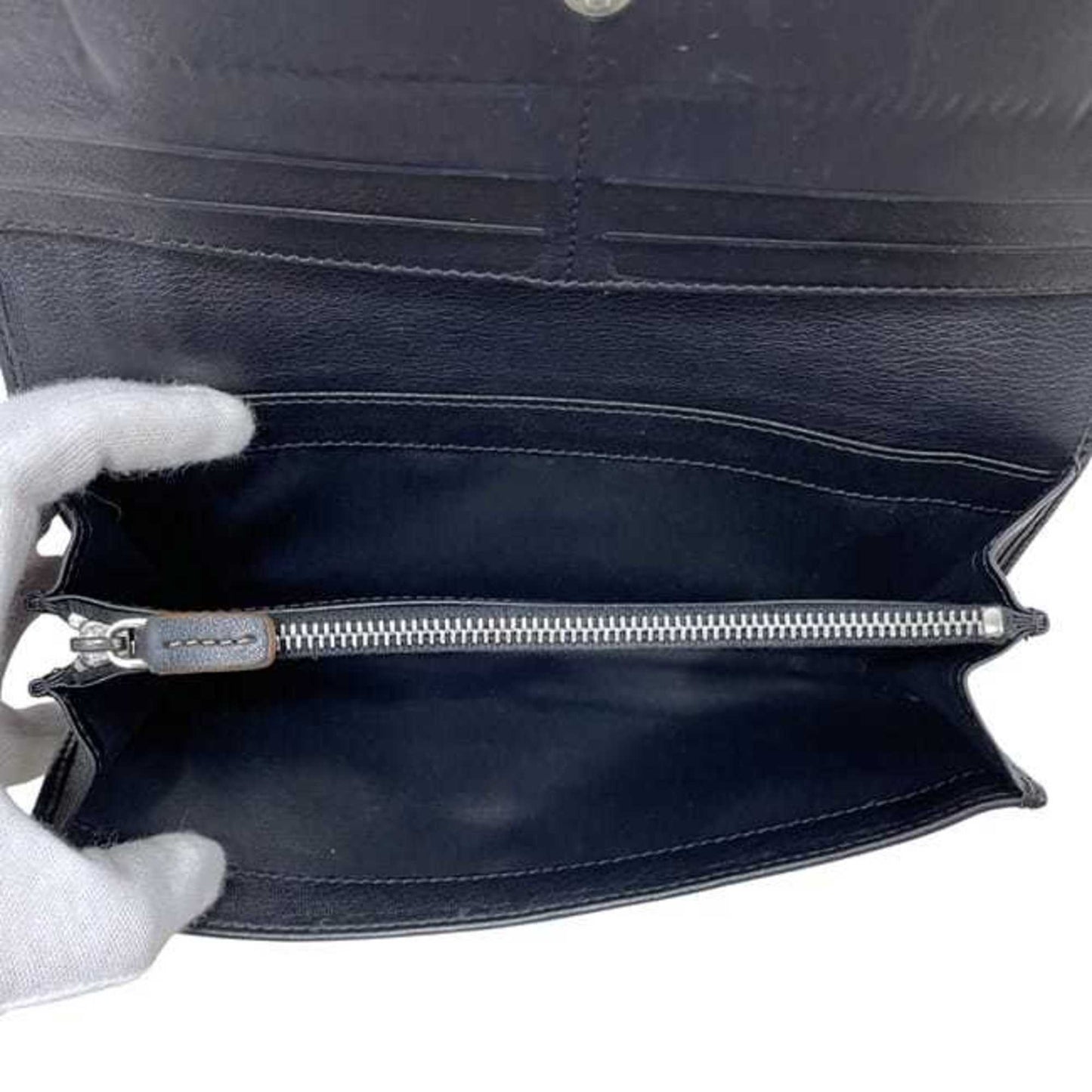 Celine bifold long wallet ec-24339 black macadam canvas leather ST 00/66 CELINE men's women's nylon stitching