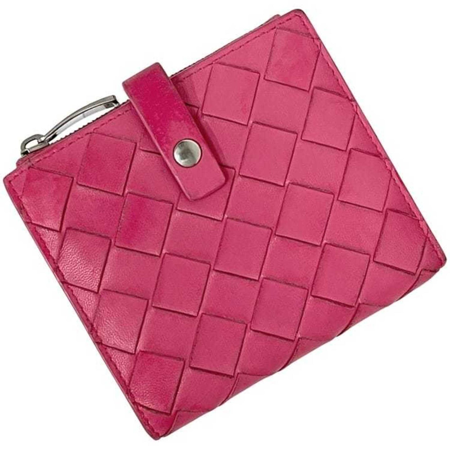 Bottega Veneta bifold wallet f-24680 pink intrecciato leather S02332325Z BOTTEGA VENETA compact for men and women.