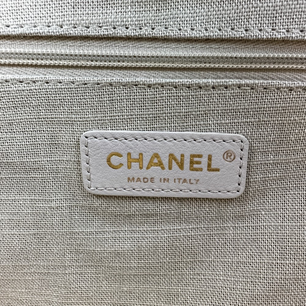 CHANEL Deauville MM Tote Bag, Chain Shoulder Handbag with Pouch, A67001 Pink Beige, Women's — Like New