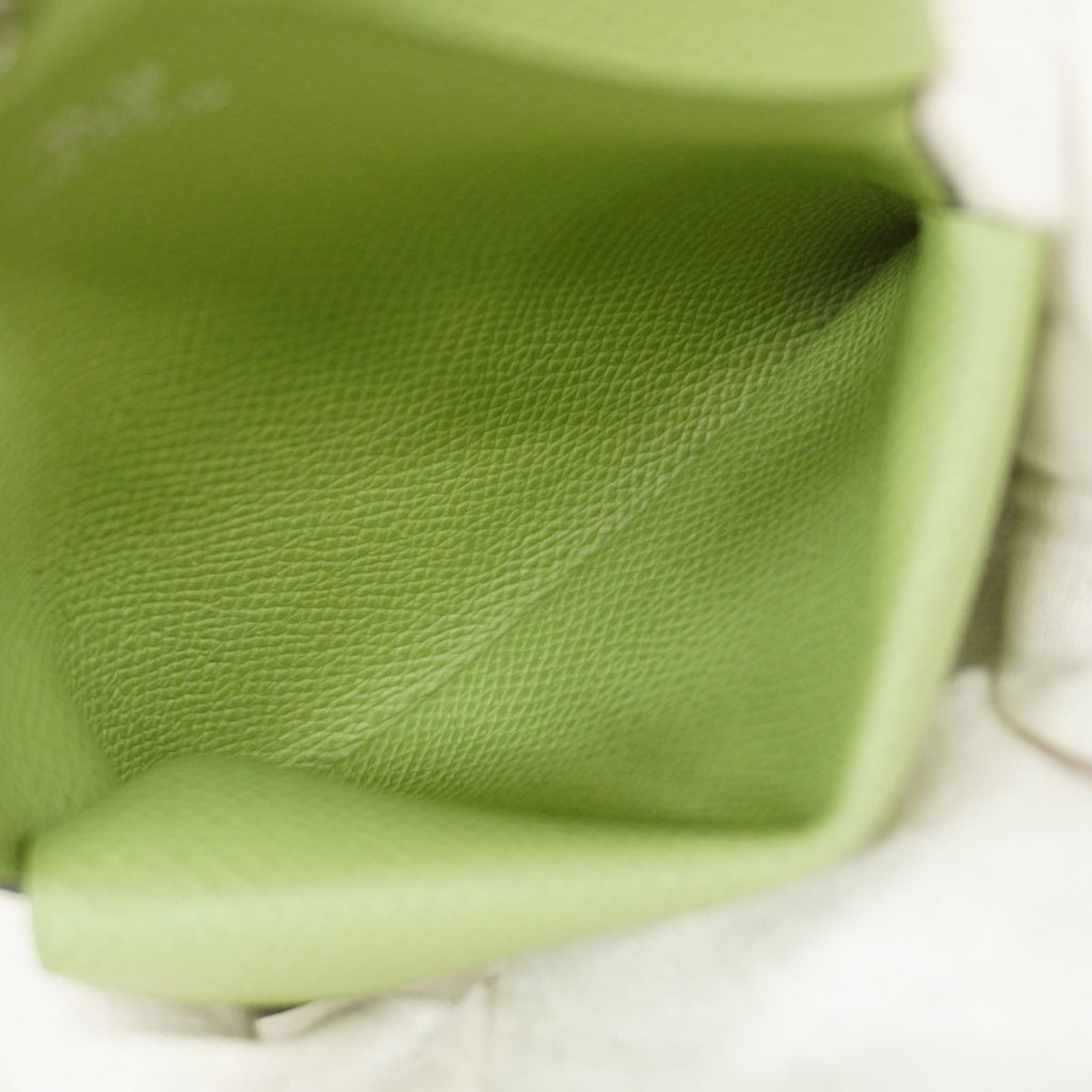 Hermes Hermès Calvi Duo Wallet/Coin Case, Epsom Leather, Vert Cricket, B Stamp, Women's