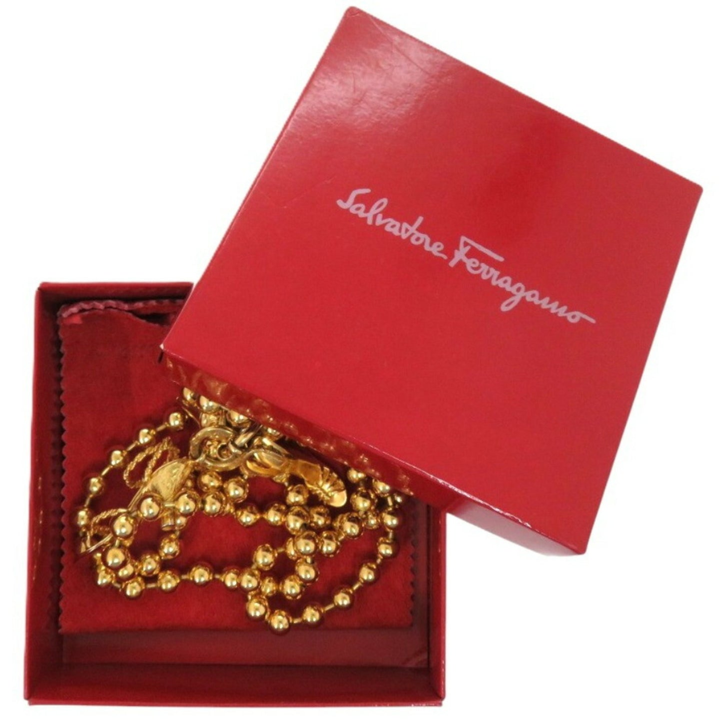 Salvatore Ferragamo long heel necklace in GP gold, 1348.
