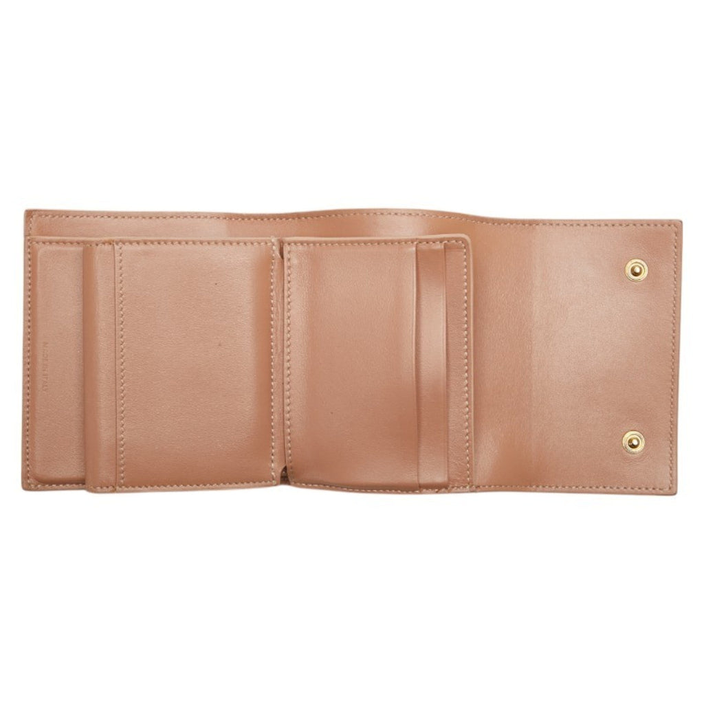 Celine Small Trifold Wallet, Beige Leather, Women's