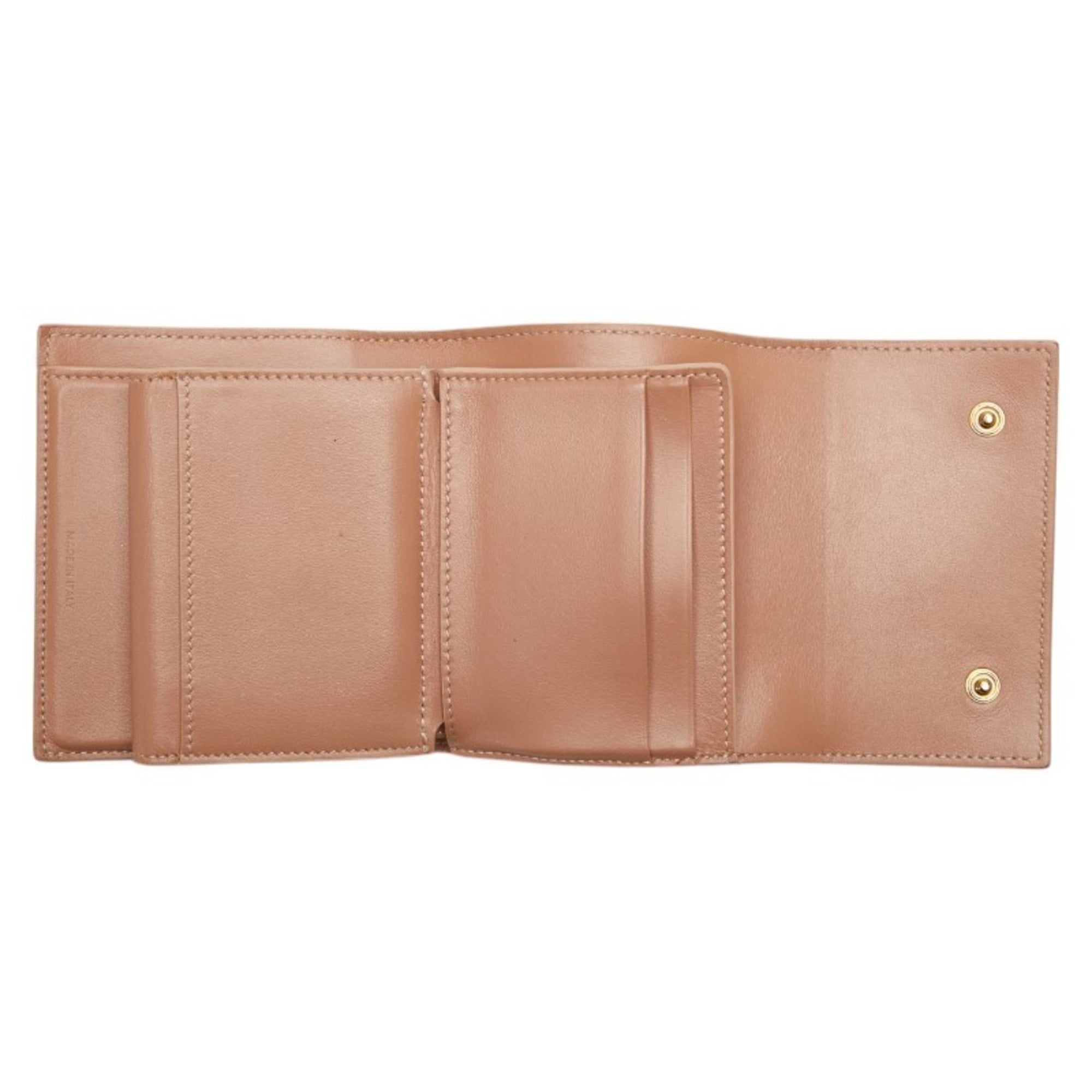 Celine Small Trifold Wallet, Beige Leather, Women's