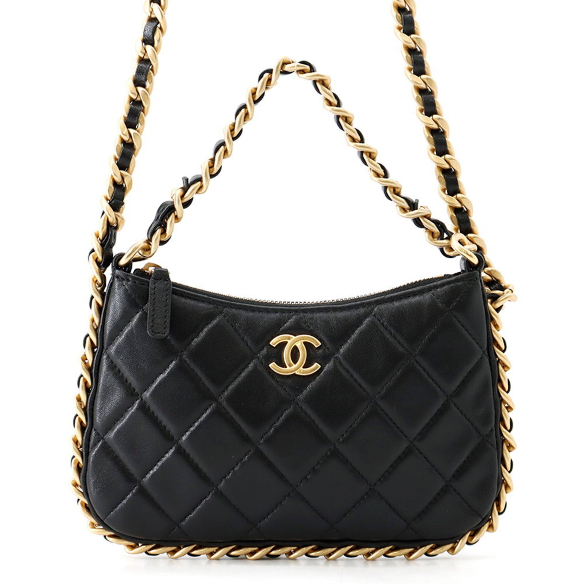 Chanel Chain Shoulder Bag Matelassé Coco Mark Lambskin AP3487 CHANEL Handbag Black Women's — Like New