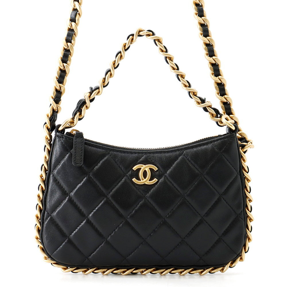 Chanel Chain Shoulder Bag Matelassé Coco Mark Lambskin AP3487 CHANEL Handbag Black Women's — Like New