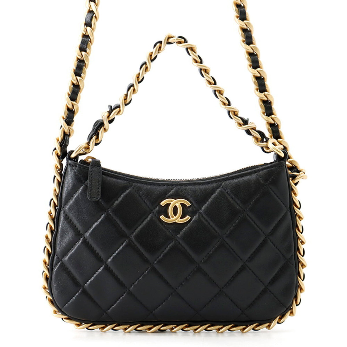 Chanel Chain Shoulder Bag Matelassé Coco Mark Lambskin AP3487 CHANEL Handbag Black Women's — Like New